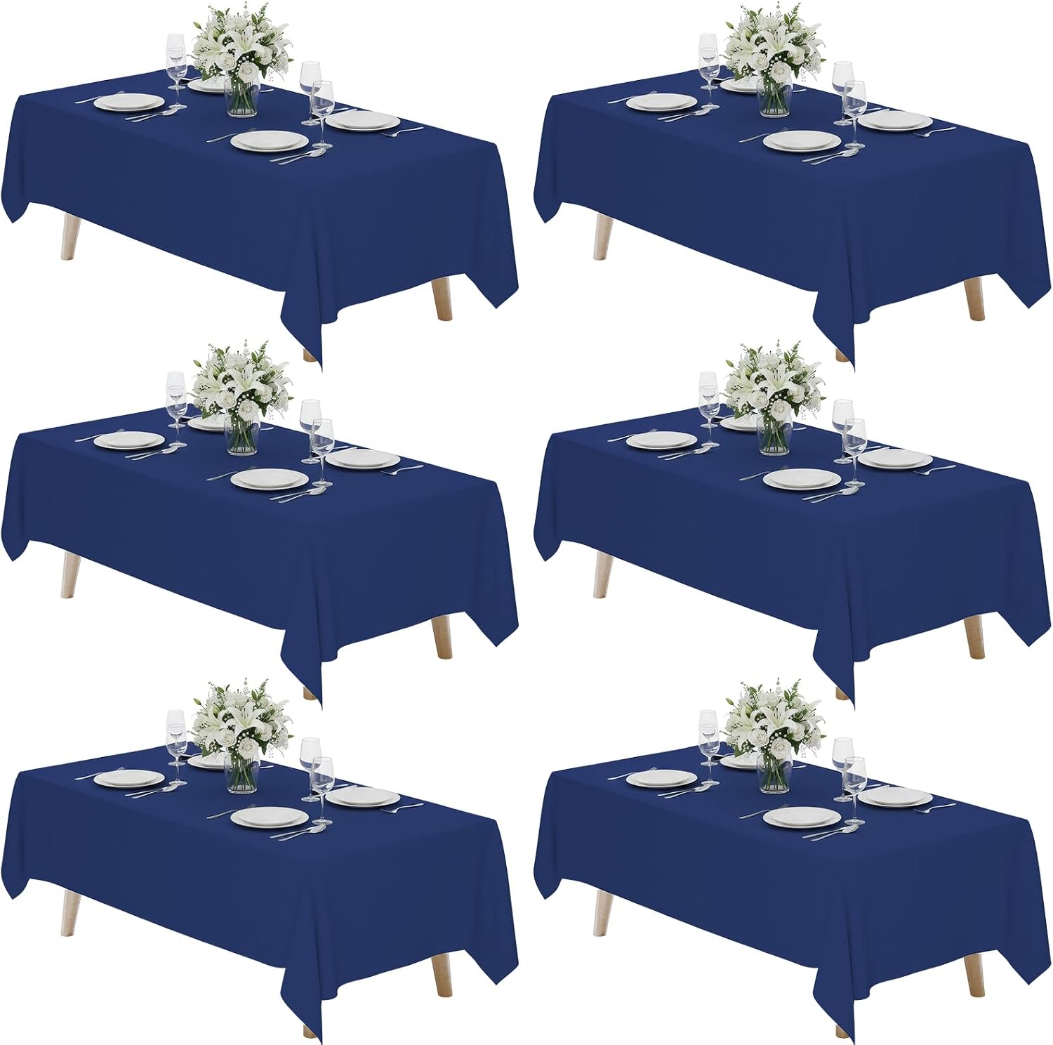 Fixwal 120 Inch Black Round Tablecloth, 6 Pack Round Table Cloth Polyester Fabric Washable Table Covers for New Year Decorations, Party, Banquet