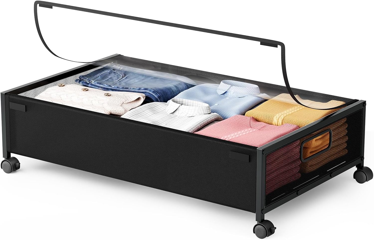 LeArex Under Bed Storage Containers with Wheels 2 Pack Underbed Shoe Storage Bedroom Storage Bins Organizer Large Capacity Under Bed Storage with Lid