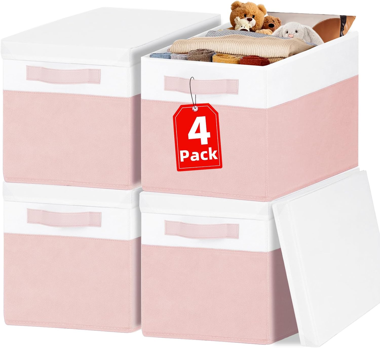 Criusia 8 Pack Closet Storage Bins with Lids - Stackable Storage Baskets for Organizing Clothes Toys Blankets - Odorless for Baby Nursery Organization
