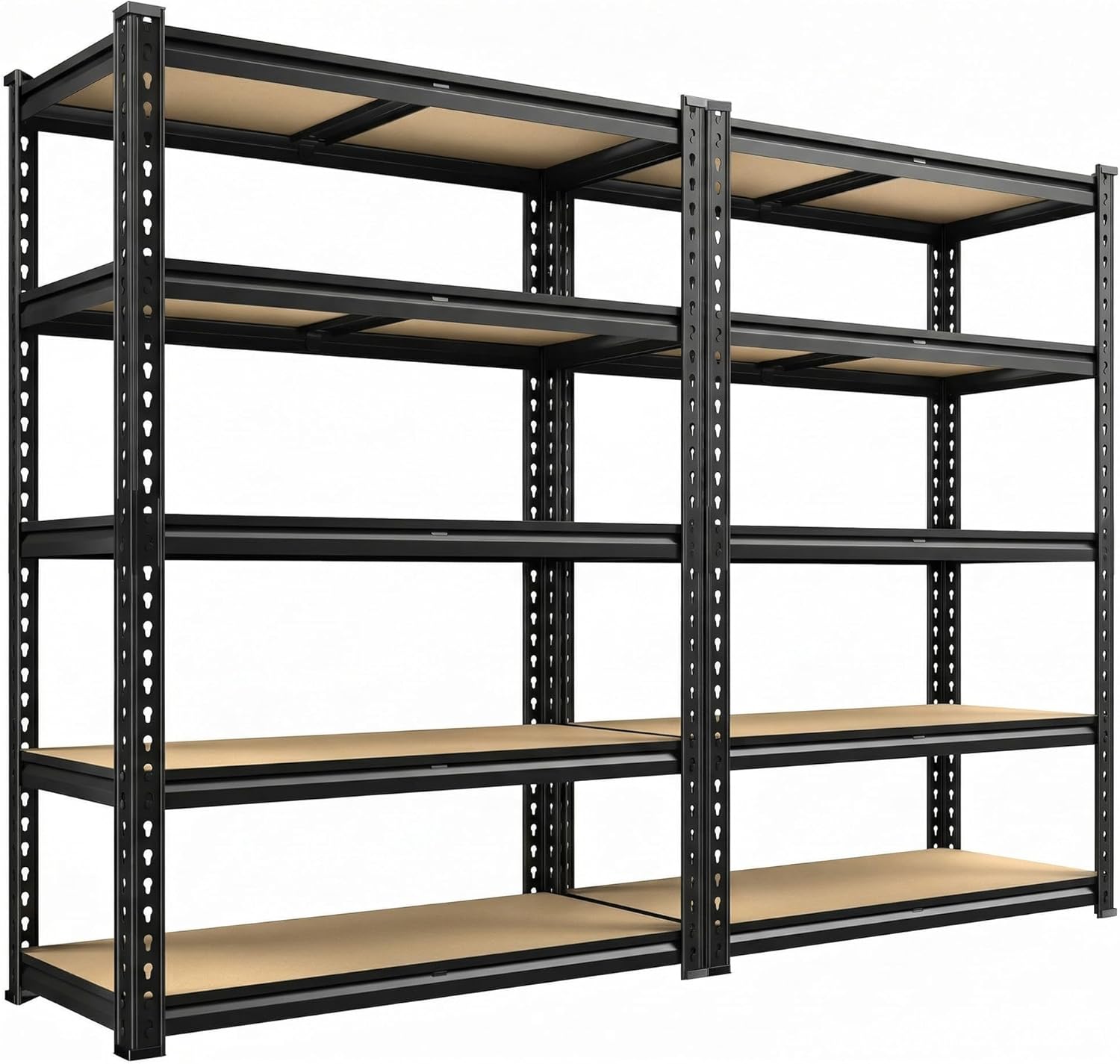 REIBII 5 Tier Garage Shelving for Pantry, Adjustable Storage Shelves, 35.5" W x 11.9" D x 72" H, Holds 2400 Lbs, 5 Reinforcing Ribs