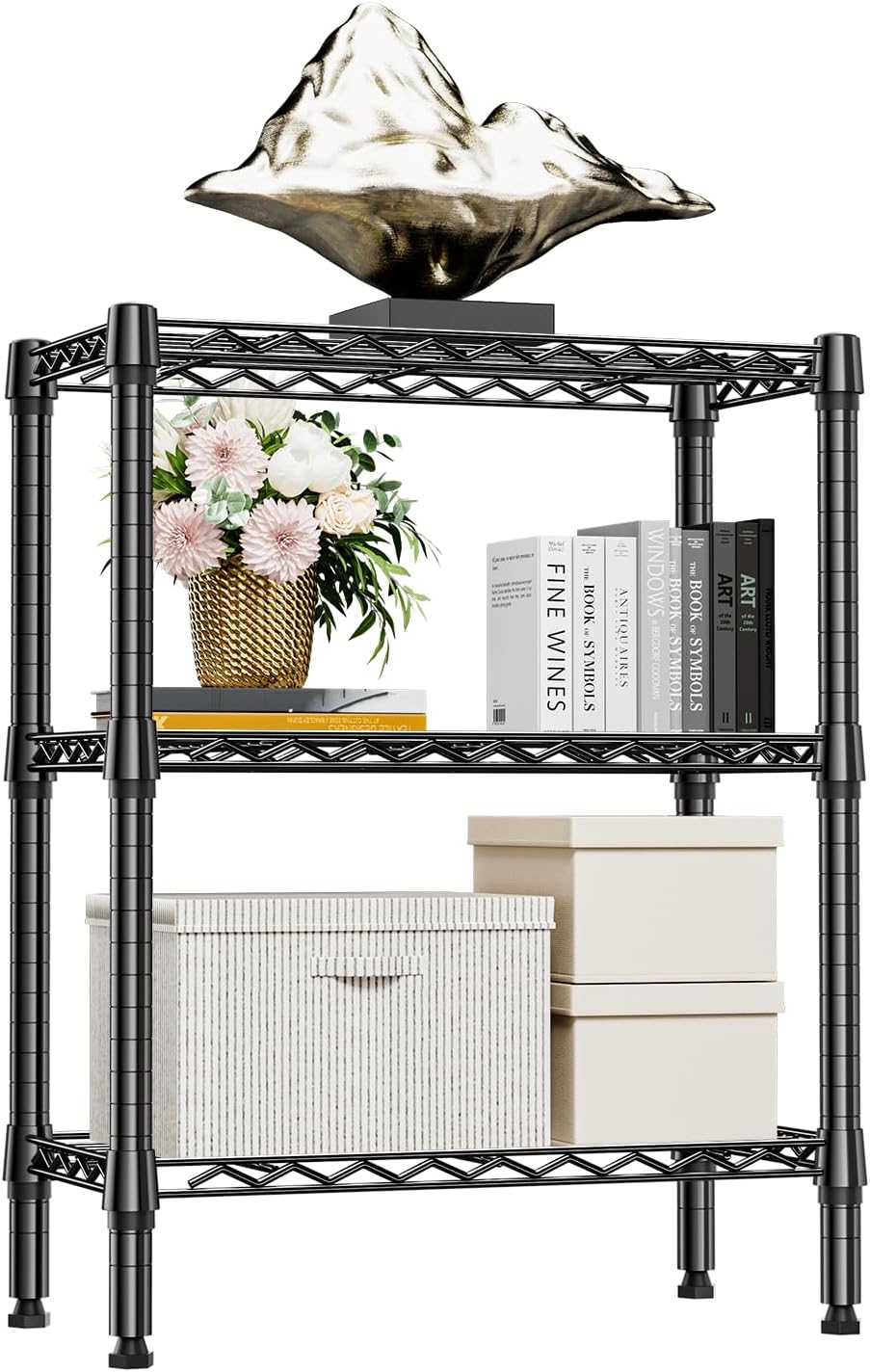 M MZG 5-Shelf Storage Shelves, Wire Shelving Heavy Duty Metal Storage Shelving Unit Adjustable Garage Shelving Rack Pantry Kitchen (Chrome, 5 Tier