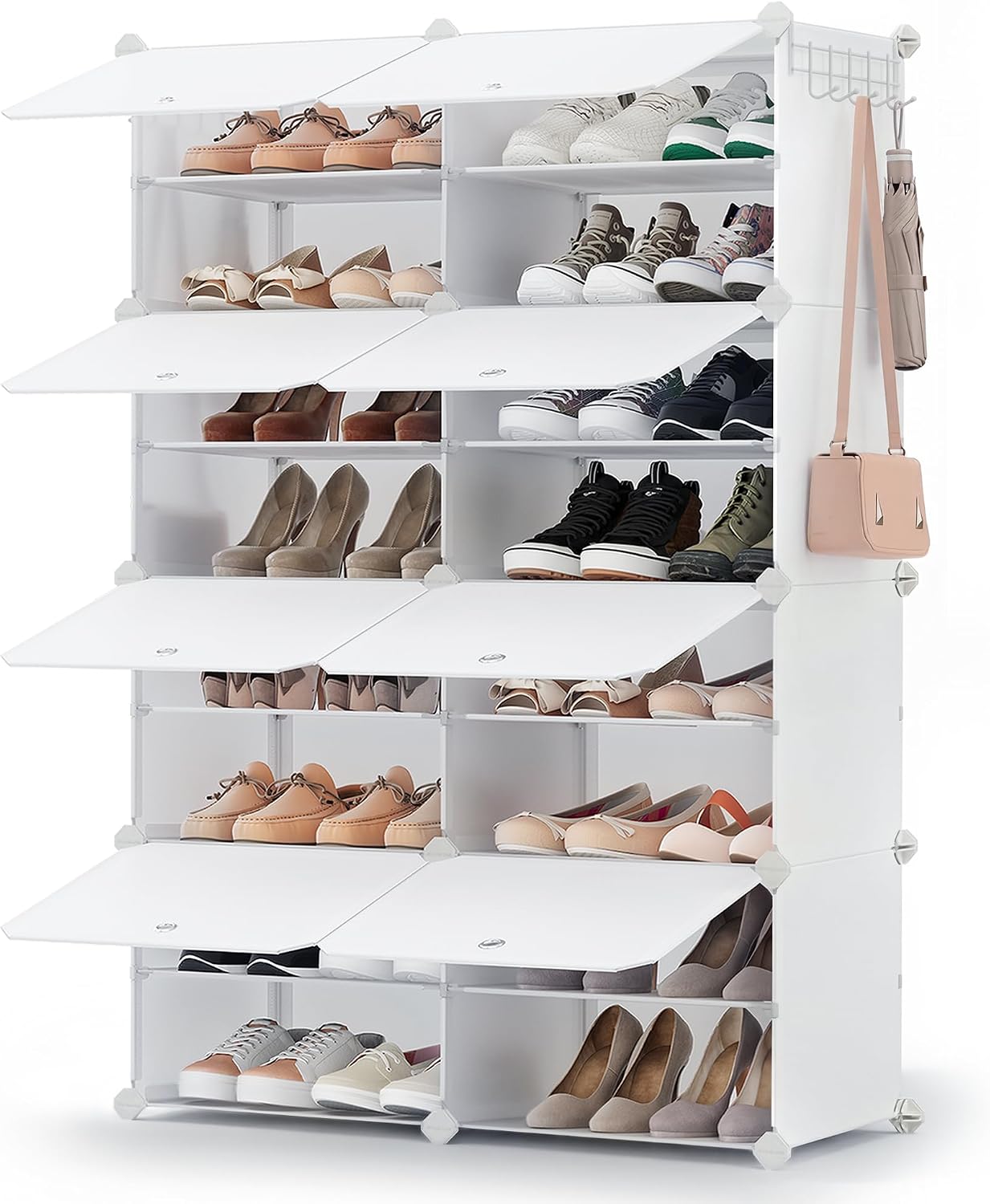 SONGMICS Shoe Rack Organizer, 8-Tier Shoe Storage Cabinet for Closet and Entryway, Holds 32 Pairs of Shoes, Adjustable