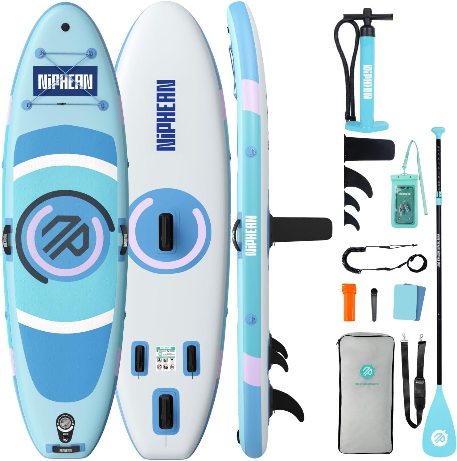 Niphean 10' Inflatable Paddle Board, Ultra-Light SUP for Beginners, Versatile Yoga Paddle Board with Durable SUP Accessories, 400lbs Capacity