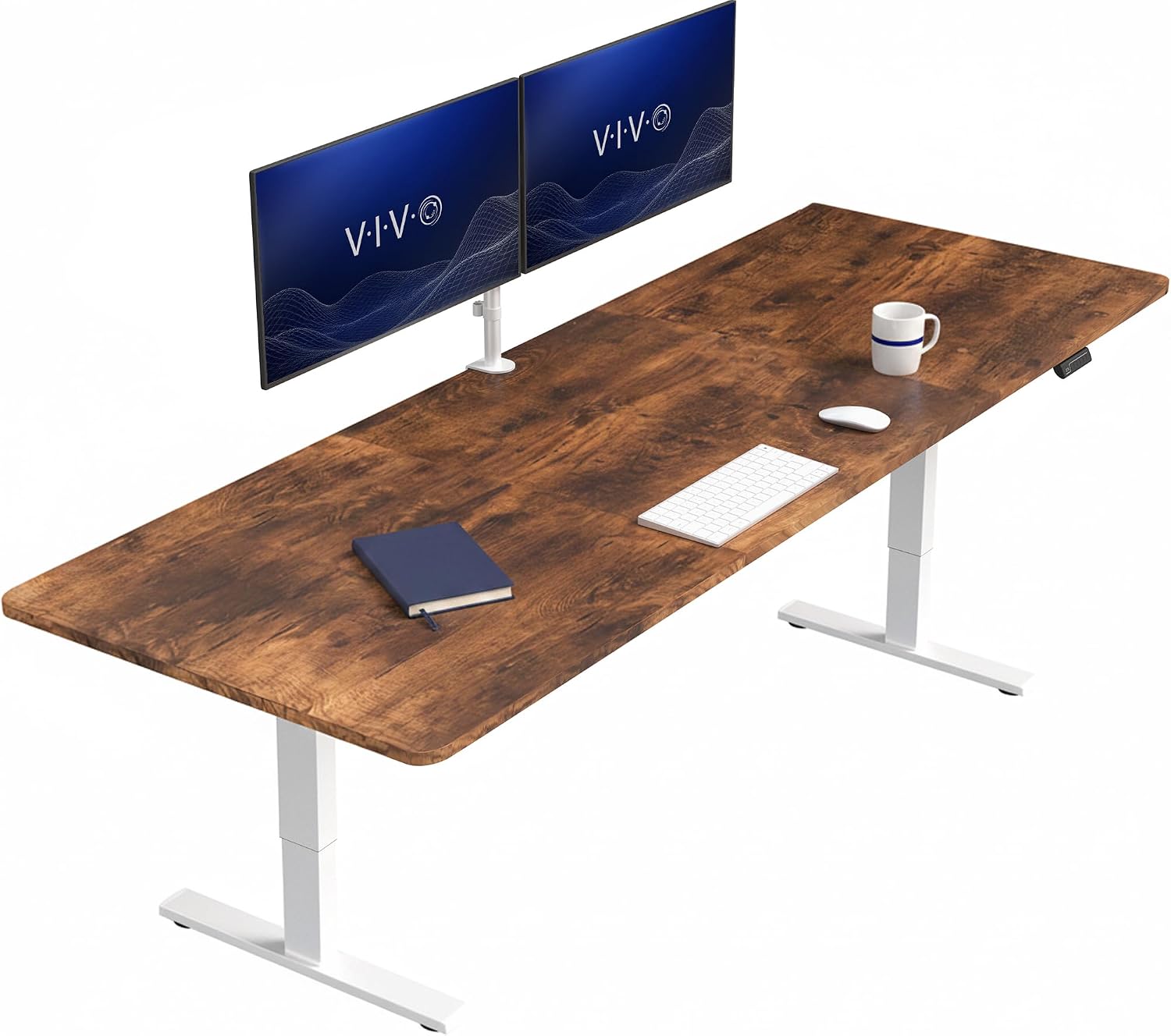 VIVO Electric 63 x 32 in Standing Desk, Memory Height Adjustment, 1B Series, Holds 220 lbs, Dark Walnut Top Black Frame, DESK-KIT-1B1D