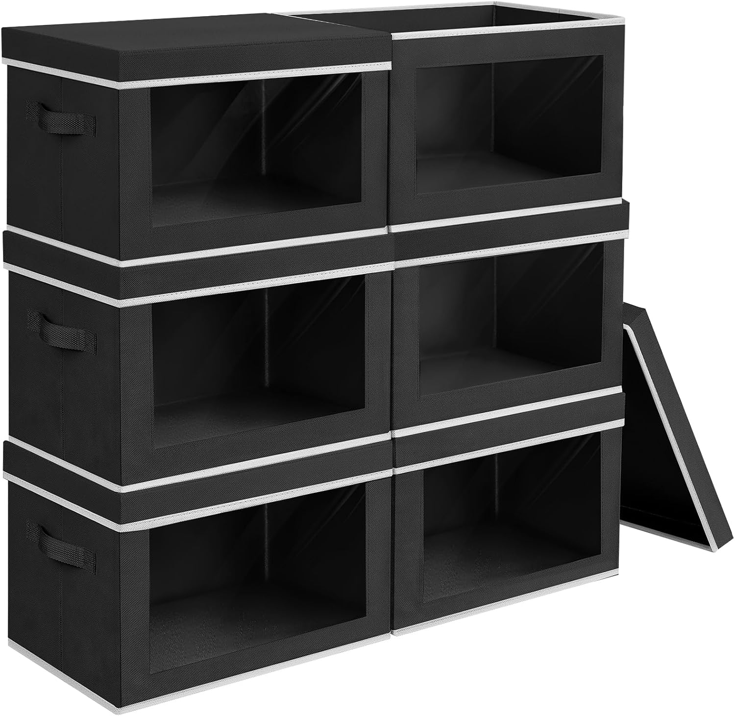 Homsorout Storage Bins with Lids - Large Decorative Basket with Lids, Fabric Foldable Closet Organizer Bins, Stackable Shelf Organizer for Living Room
