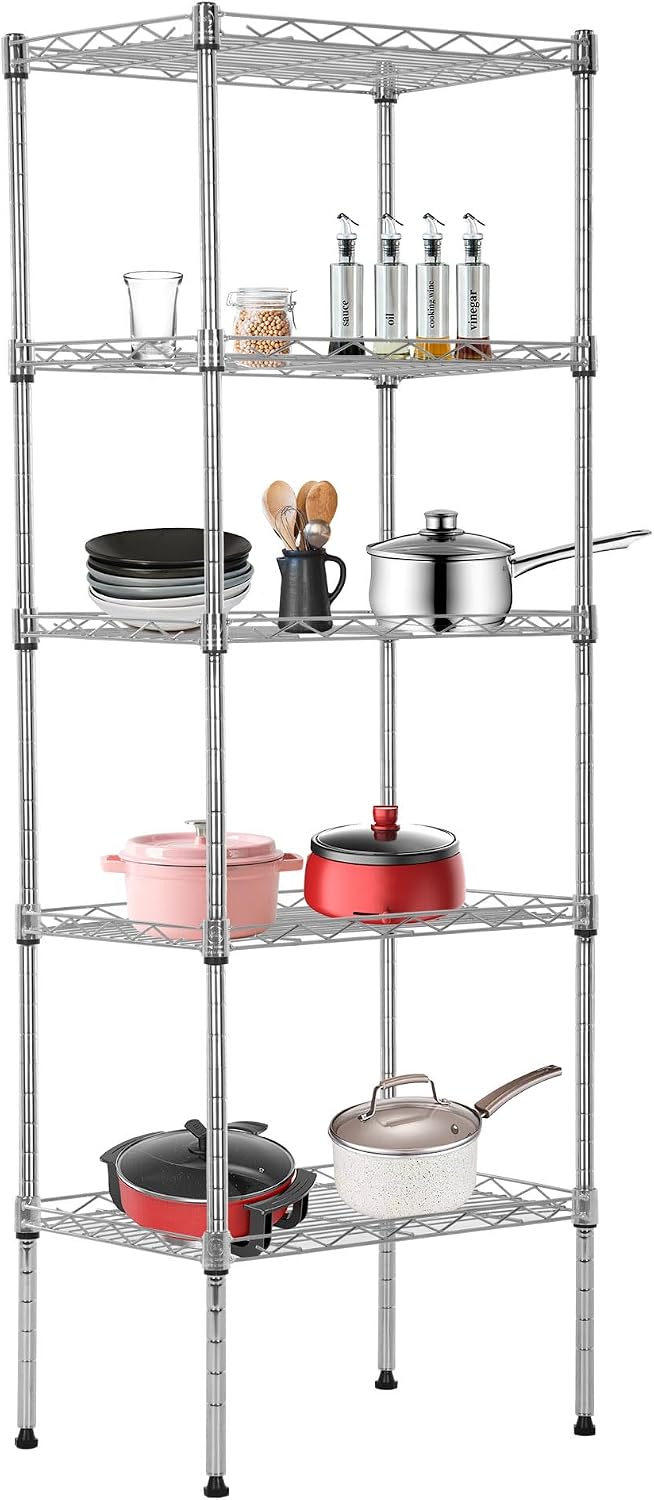 BestOffice, 4-Tier Wire Storage Shelves, 36x14x54, Black, with Adjustable Racks, Heavy-Duty Metal Shelf, Holds Up to 1000 lbs, No-Tool Assembly