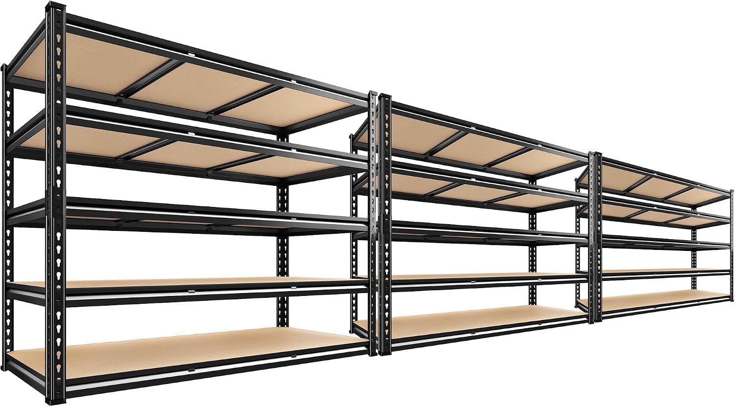 REIBII 3080LBS Garage Shelving for Warehouse, 5 Tier Heavy Duty Shelving, 48"W x 24"D x 72"H, 5-Tier Adjustable Shelves, Freestanding