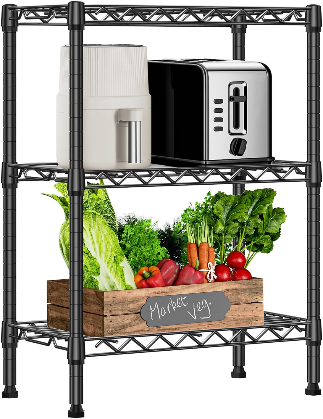 M MZG 5-Shelf Storage Shelves, Wire Shelving Heavy Duty Metal Storage Shelving Unit Adjustable Garage Shelving Rack Pantry Kitchen (Chrome, 5 Tier