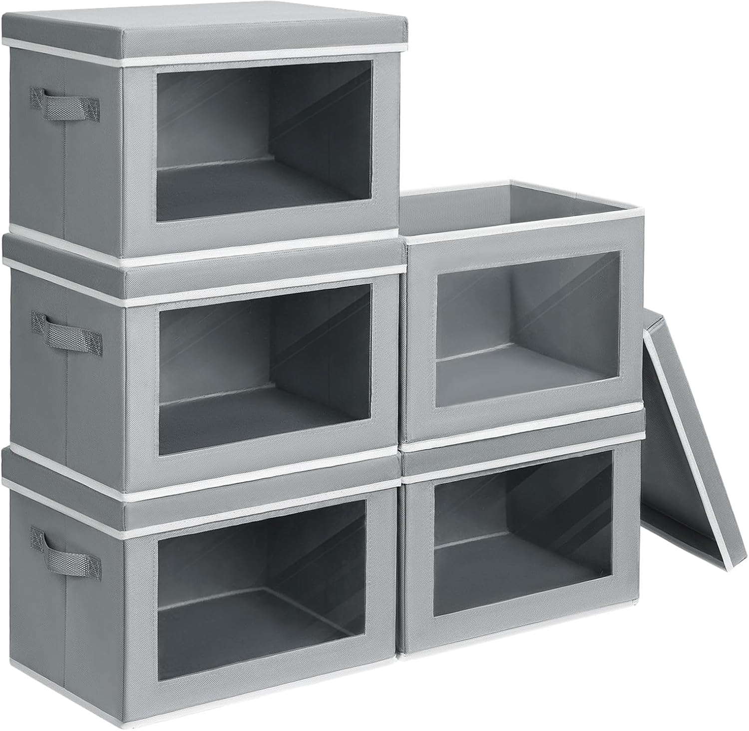 Homsorout Storage Bins with Lids - Large Decorative Basket with Lids, Fabric Foldable Closet Organizer Bins, Stackable Shelf Organizer for Living Room