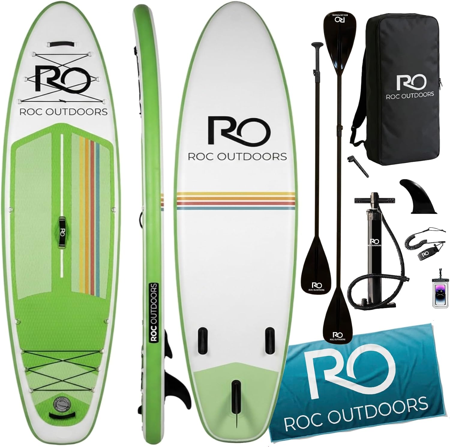 Roc Inflatable Stand Up Paddle Board 10' 6" with Premium SUP Paddle Board Accessories, Wide Stable Design, Non-Slip Comfort Deck for Youth and Adults