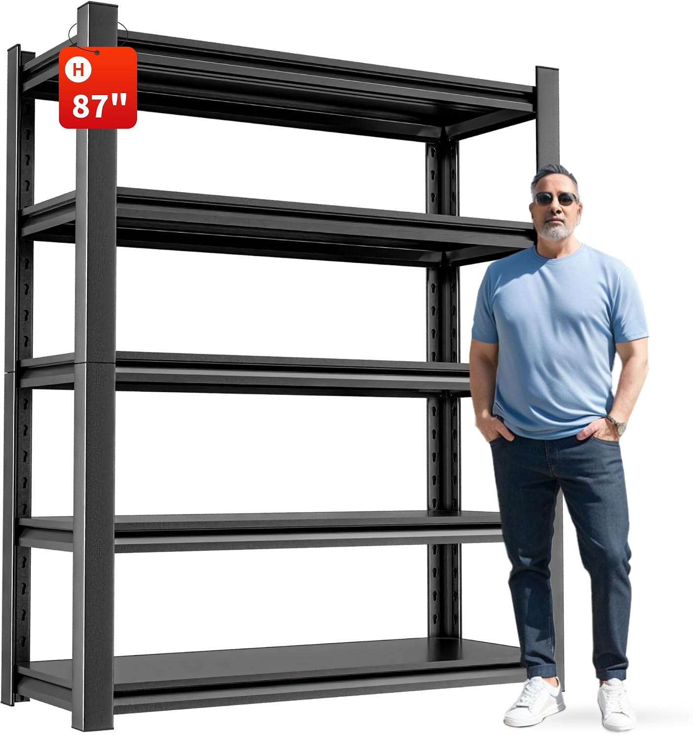 Metal Garage Storage Shelving Unit, 5-Tier Heavy Duty Adjustable Utility Shelves, Industrial Steel Shelving for Garage, Warehouse