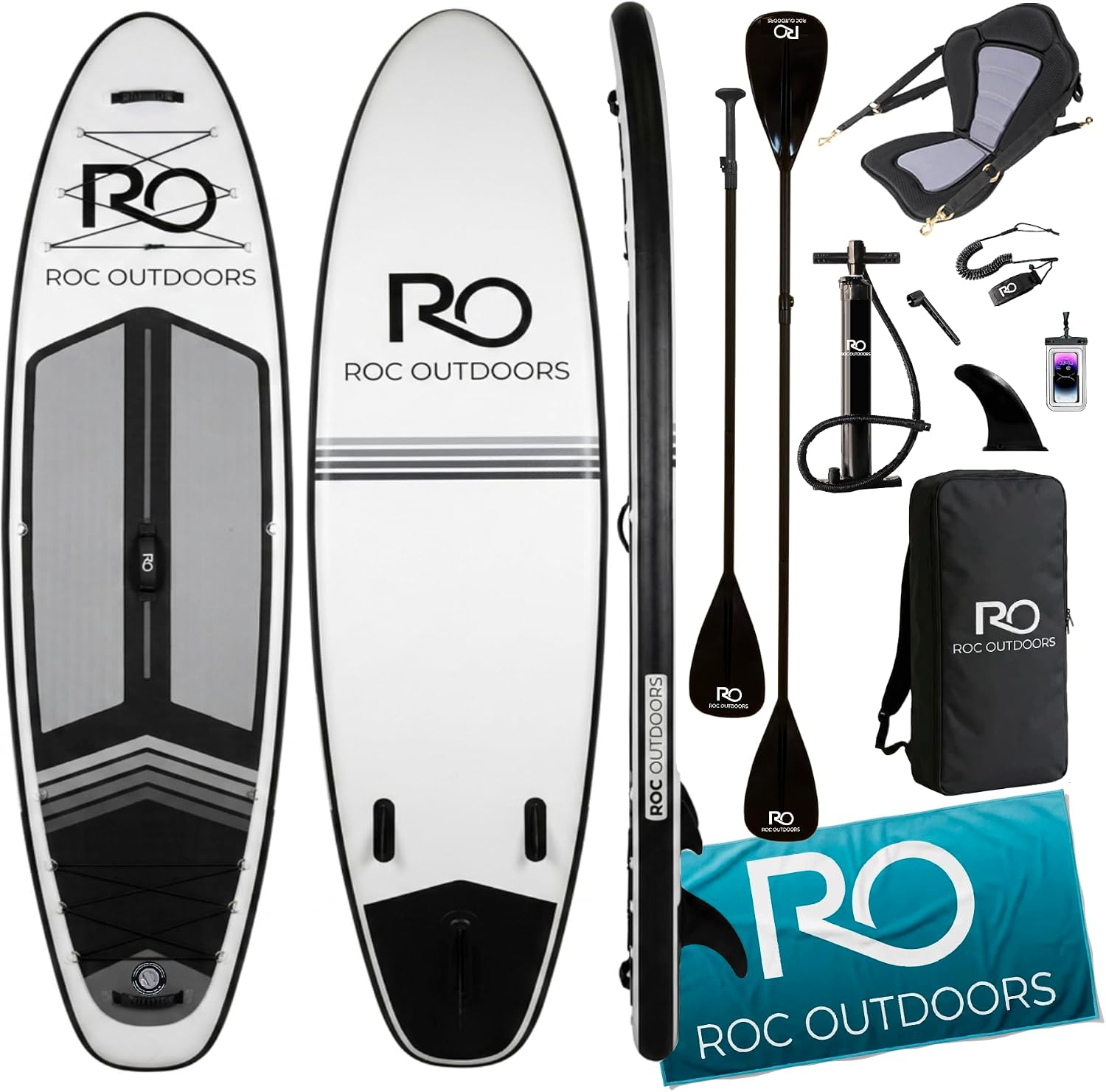 Roc Inflatable Stand Up Paddle Board 10' 6" with Premium SUP Paddle Board Accessories, Wide Stable Design, Non-Slip Comfort Deck for Youth and Adults