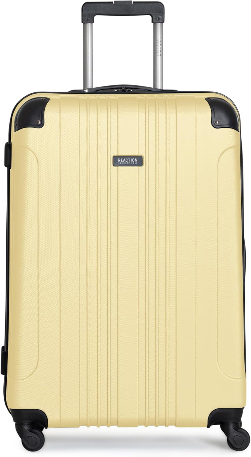 Kenneth Cole REACTION Out of Bounds Lightweight Hardshell 4-Wheel Spinner Luggage, Charcoal, 24-Inch Checked