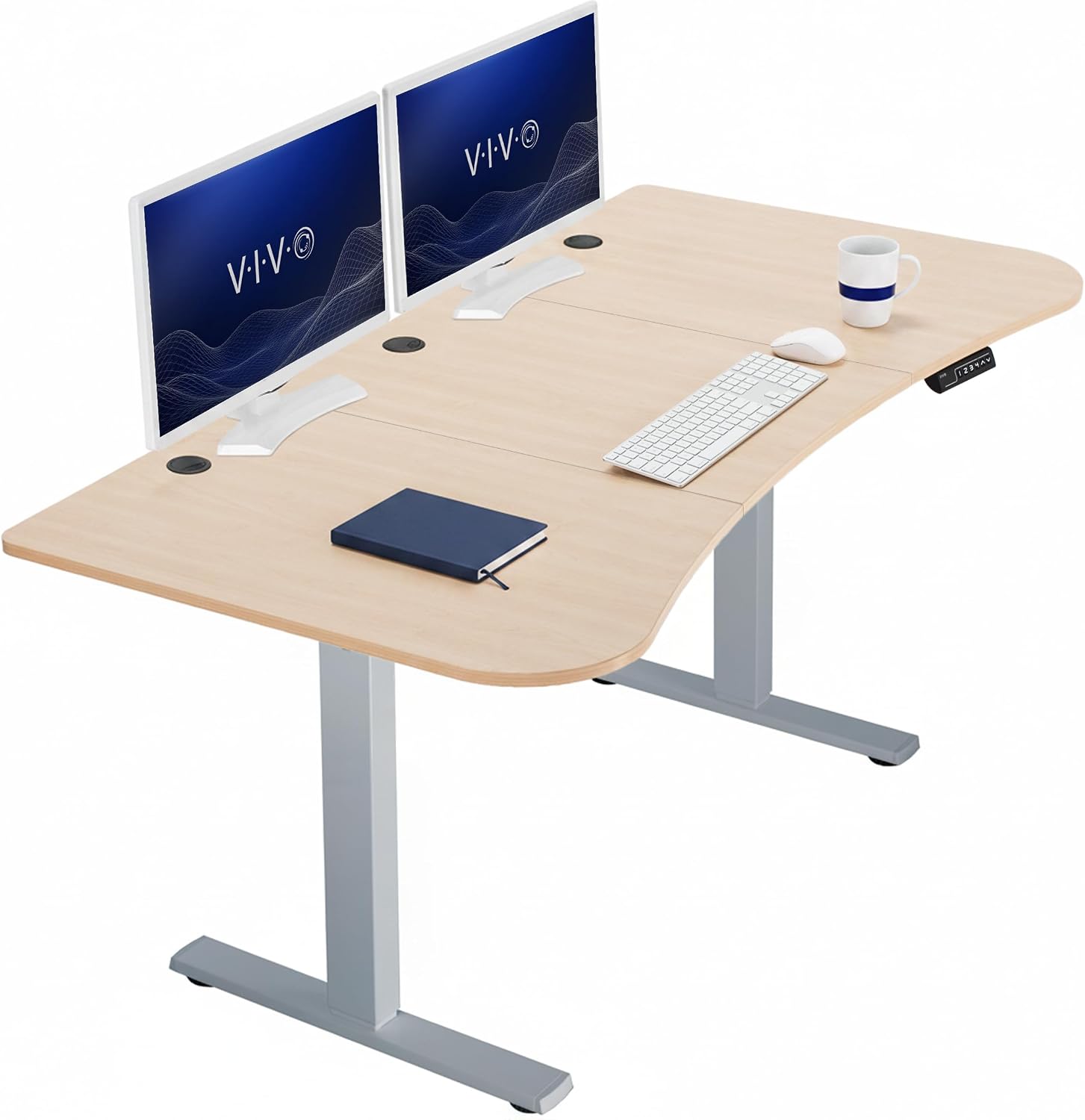 VIVO Electric 63 x 32 in Standing Desk, Memory Height Adjustment, 1B Series, Holds 220 lbs, Dark Walnut Top Black Frame, DESK-KIT-1B1D