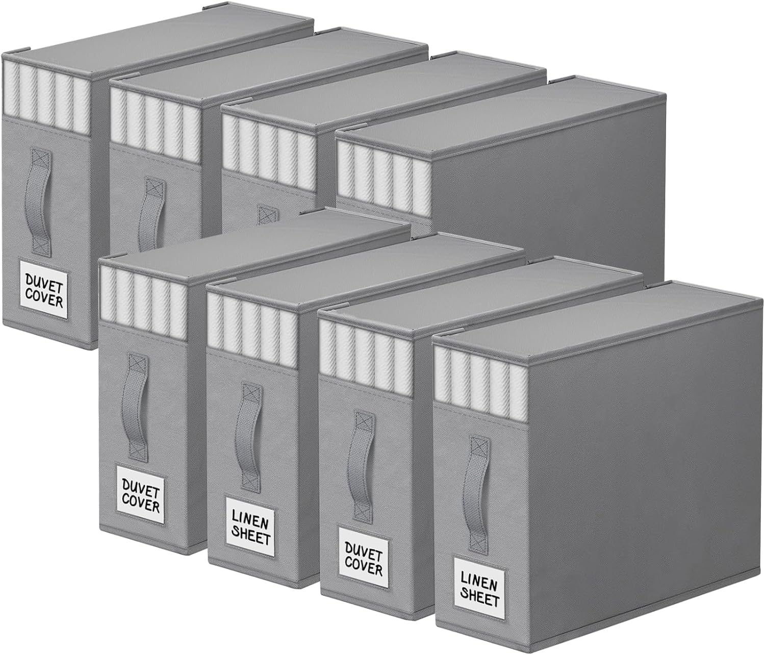 StorageTastic 6 Pack Bed Sheet Closet Organizers and Storage, Sturdy Foldable Storage Containers with Window and Label