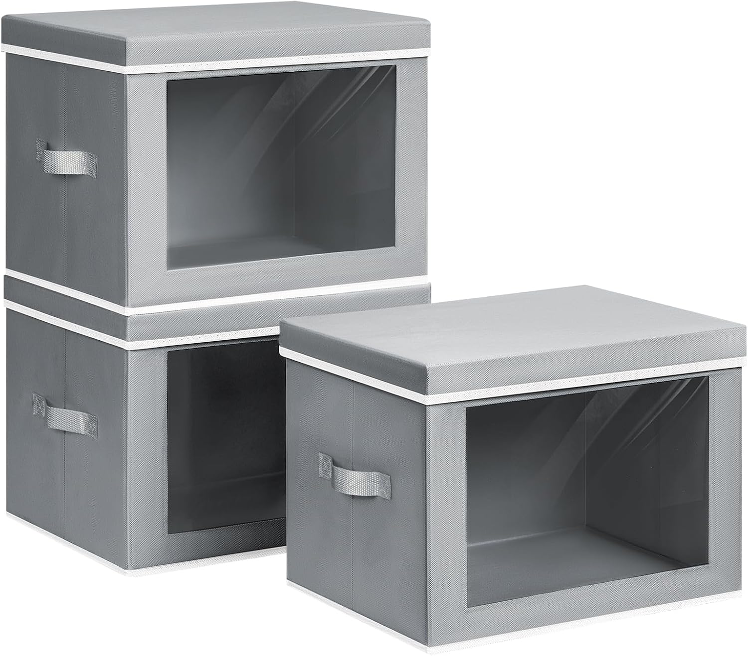 Homsorout Storage Bins with Lids - Large Decorative Basket with Lids, Fabric Foldable Closet Organizer Bins, Stackable Shelf Organizer for Living Room
