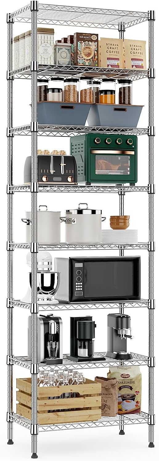 M MZG 750 lbs 3 Tier Shelf Metal Storage Shelves Wire Rack Closet Organizers with PP Board for Garage Kitchen Bathroom Laundry Chrome 11.8" D x 21.7"