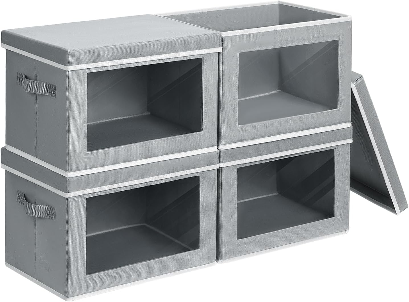Homsorout Storage Bins with Lids - Large Decorative Basket with Lids, Fabric Foldable Closet Organizer Bins, Stackable Shelf Organizer for Living Room