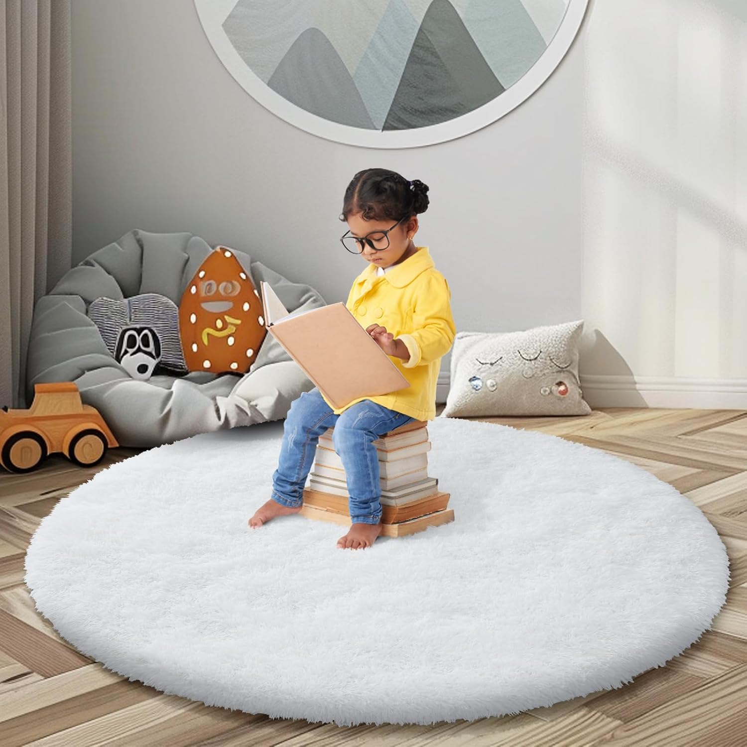 junhejiamei Area Rugs 9x12 Living Room, Large Area Rug Shaggy Carpet Soft Plush Furry Bedside Rug