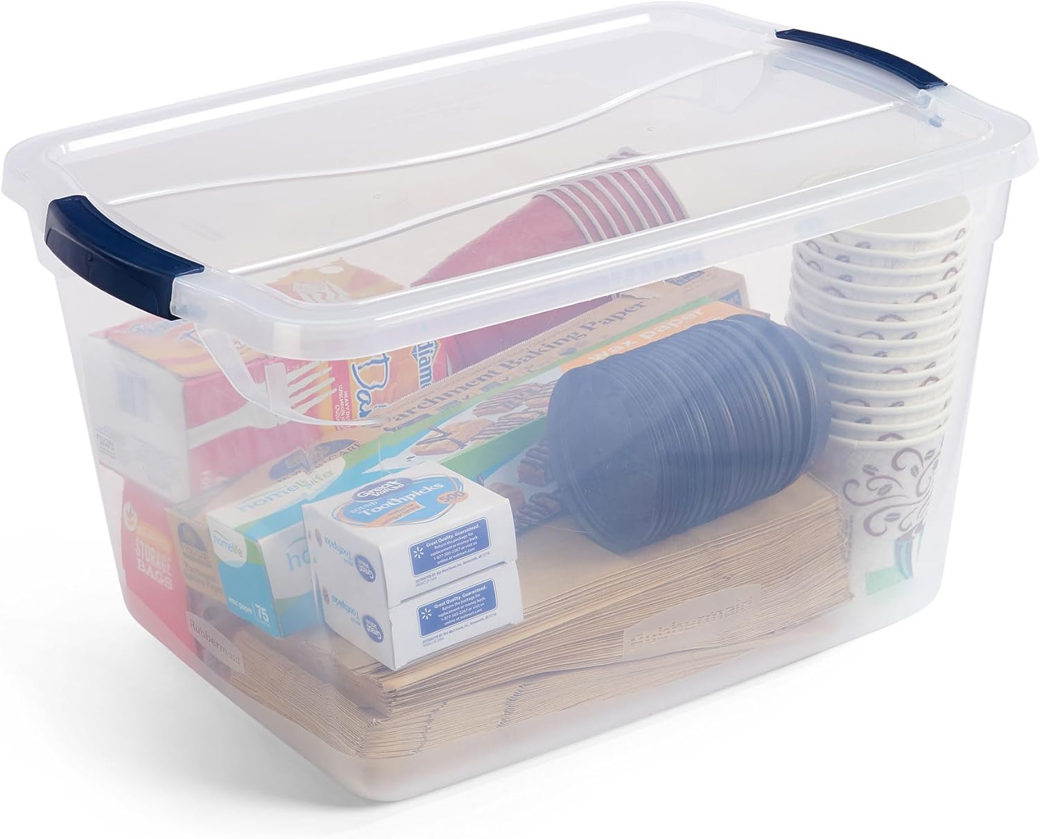 Rubbermaid Cleverstore Clear 32 Qt, 6 Pack Stackable Plastic Storage Bins with Lids, for Closet and Laundry Storage, Organizing in the Home