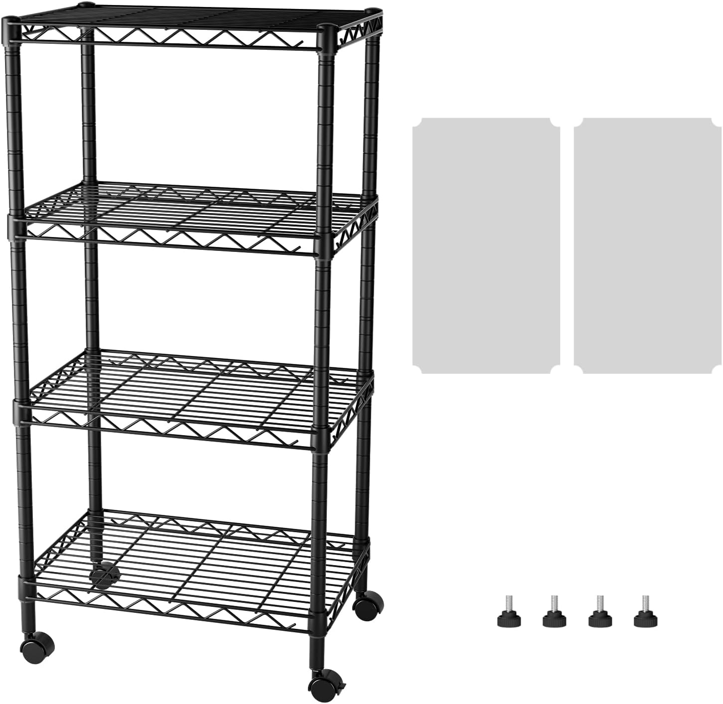 5 Shelves Storage Shelf Wire Shelving Unit Metal Adjustable Wheels, Small Shelf Storage with Wheels Organizers Closet Unit for Bathroom Laundry Room