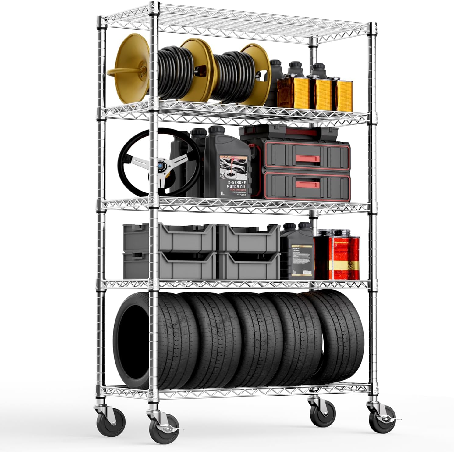 M MZG 1750 lbs Steel Storage Shelving 5-Tier Utility Shelving Unit Steel Organizer Wire Rack for Home, Kitchen, Office, Garage