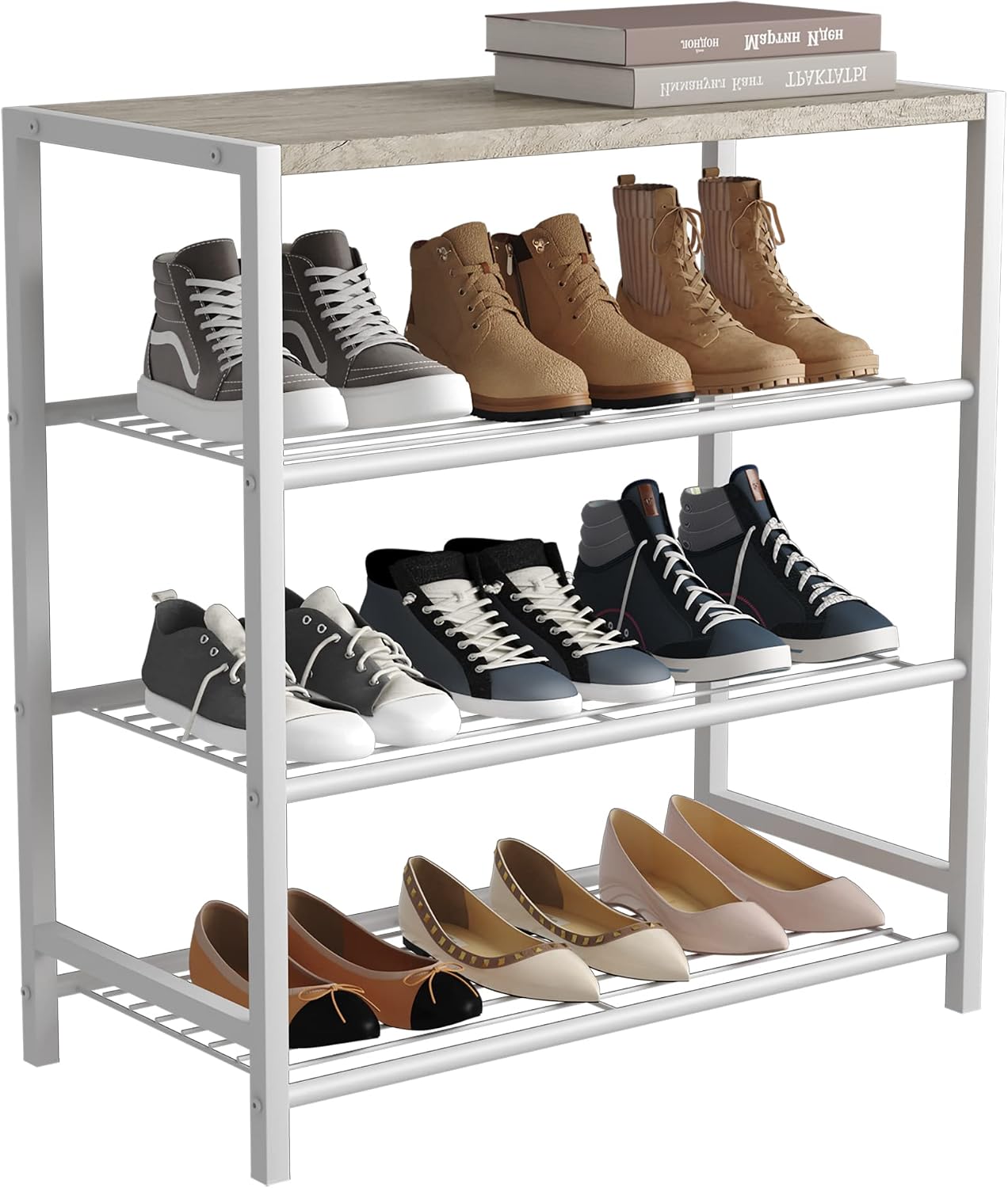 HOMEFORT Shoe Rack 6-Tier, Shoe Storage Shelf, Industrial Shoe Tower, Narrow Shoe Organizer for Closet Entryway