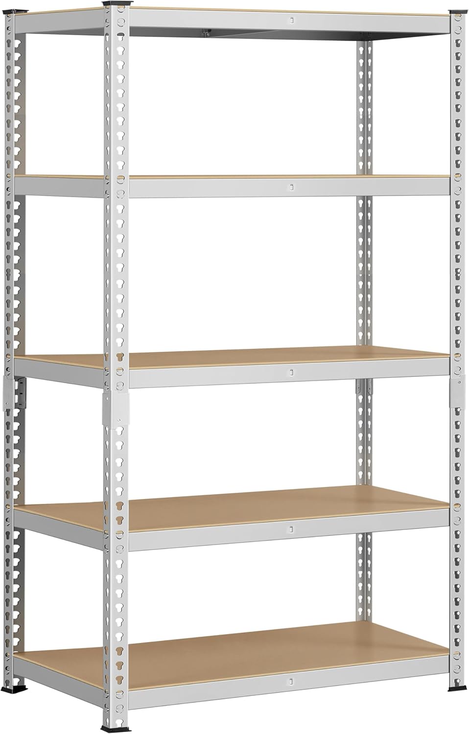 Yaheetech 5-Tier Heavy Duty Storage Shelves 28" W x 12" D x 60" H Silver, Boltless powder-coated metal frame and MDF boards assemble easily