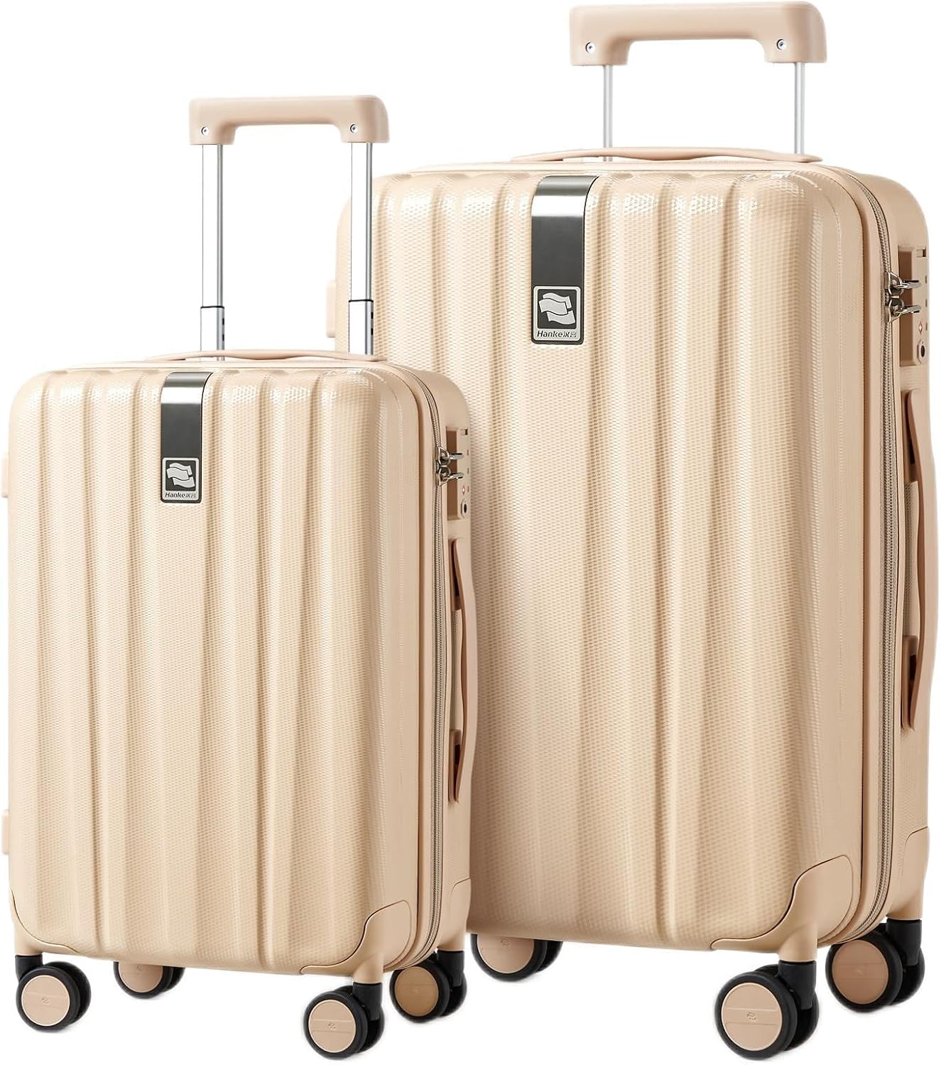 Hanke Luggage Sets 2 piece Carry On Luggage with Wheels PC Hard Shell Suitcases Lightweight Checked Travel Luggage Large Travel Suitcase Woman Men