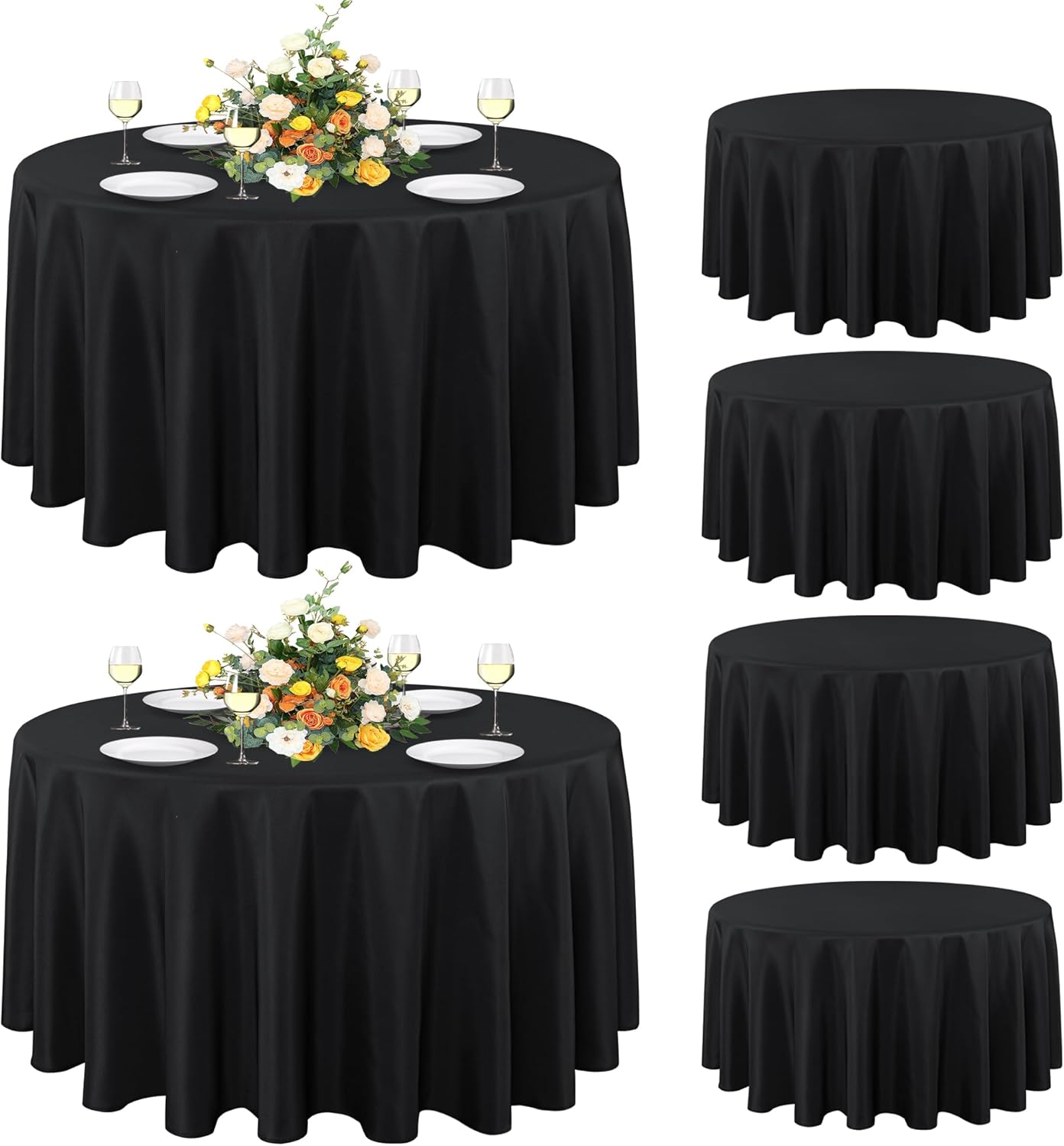 sancua 6 Pack Round Tablecloth 120 Inch White, Stain and Wrinkle Resistant Table Cloth - Washable Polyester Table Cover for Dining Tables