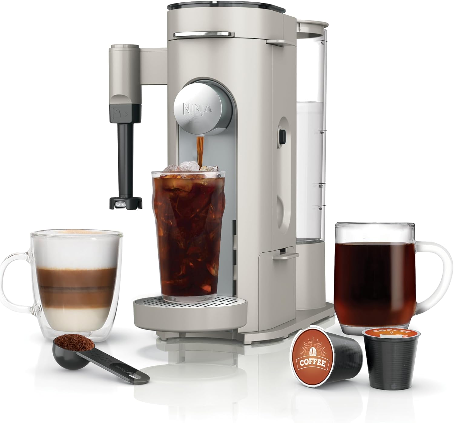 Ninja Single Serve Coffee Maker - Combo Machine, K-Cup Pods and Grounds, 4 Styles of Brewing, up to 24 Oz Cup Sizes, 56 Oz Removable Reservoir, Black