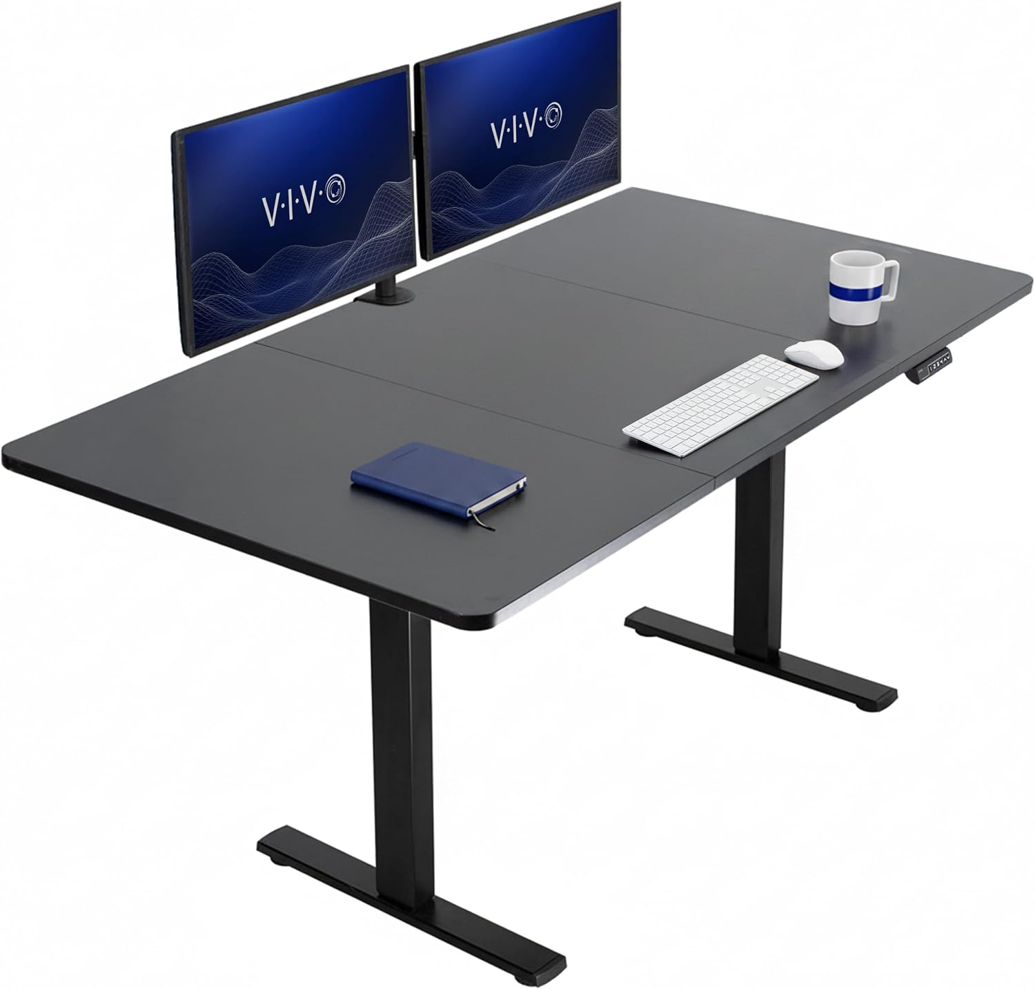 VIVO Electric 63 x 32 in Standing Desk, Memory Height Adjustment, 1B Series, Holds 220 lbs, Dark Walnut Top Black Frame, DESK-KIT-1B1D
