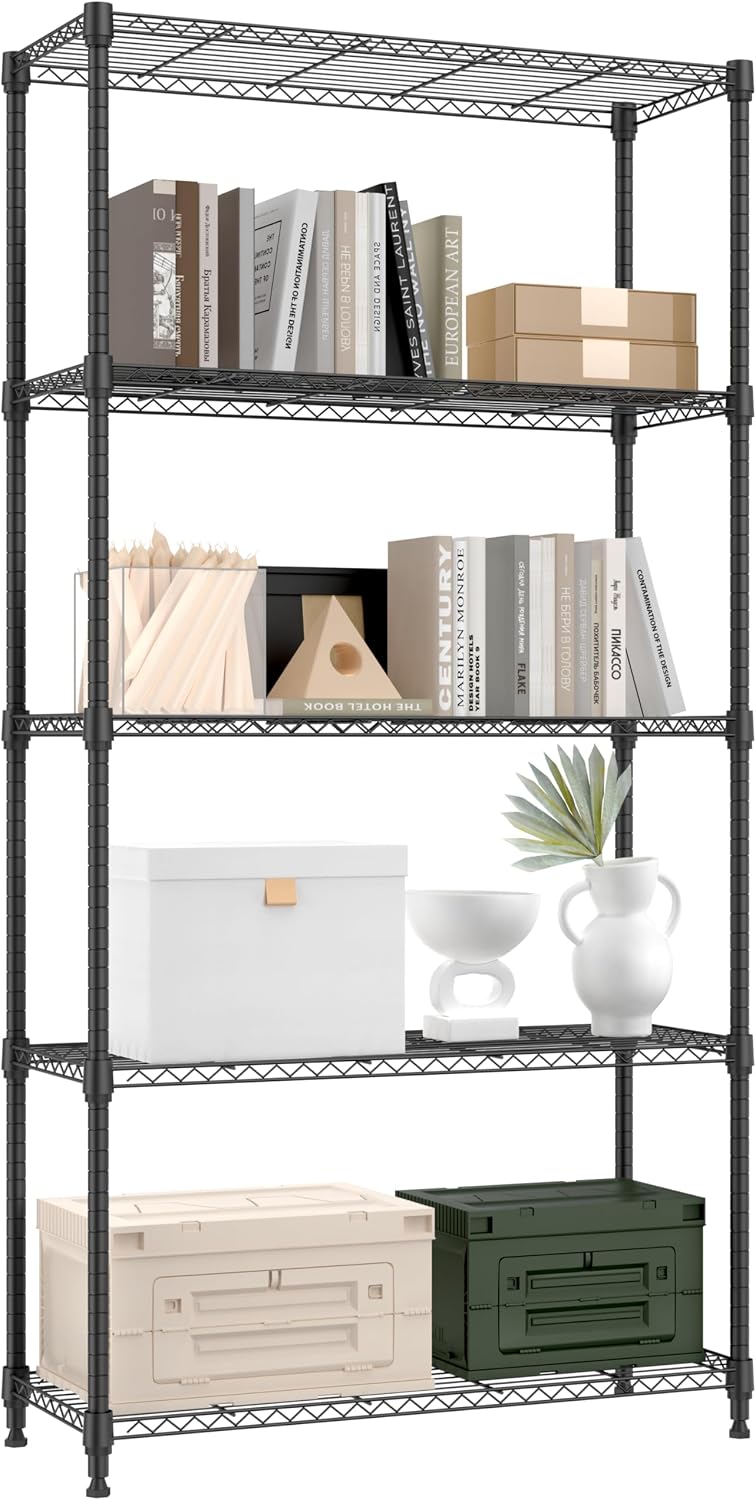 M MZG 1750 lbs Steel Storage Shelving 5-Tier Utility Shelving Unit Steel Organizer Wire Rack for Home, Kitchen, Office, Garage