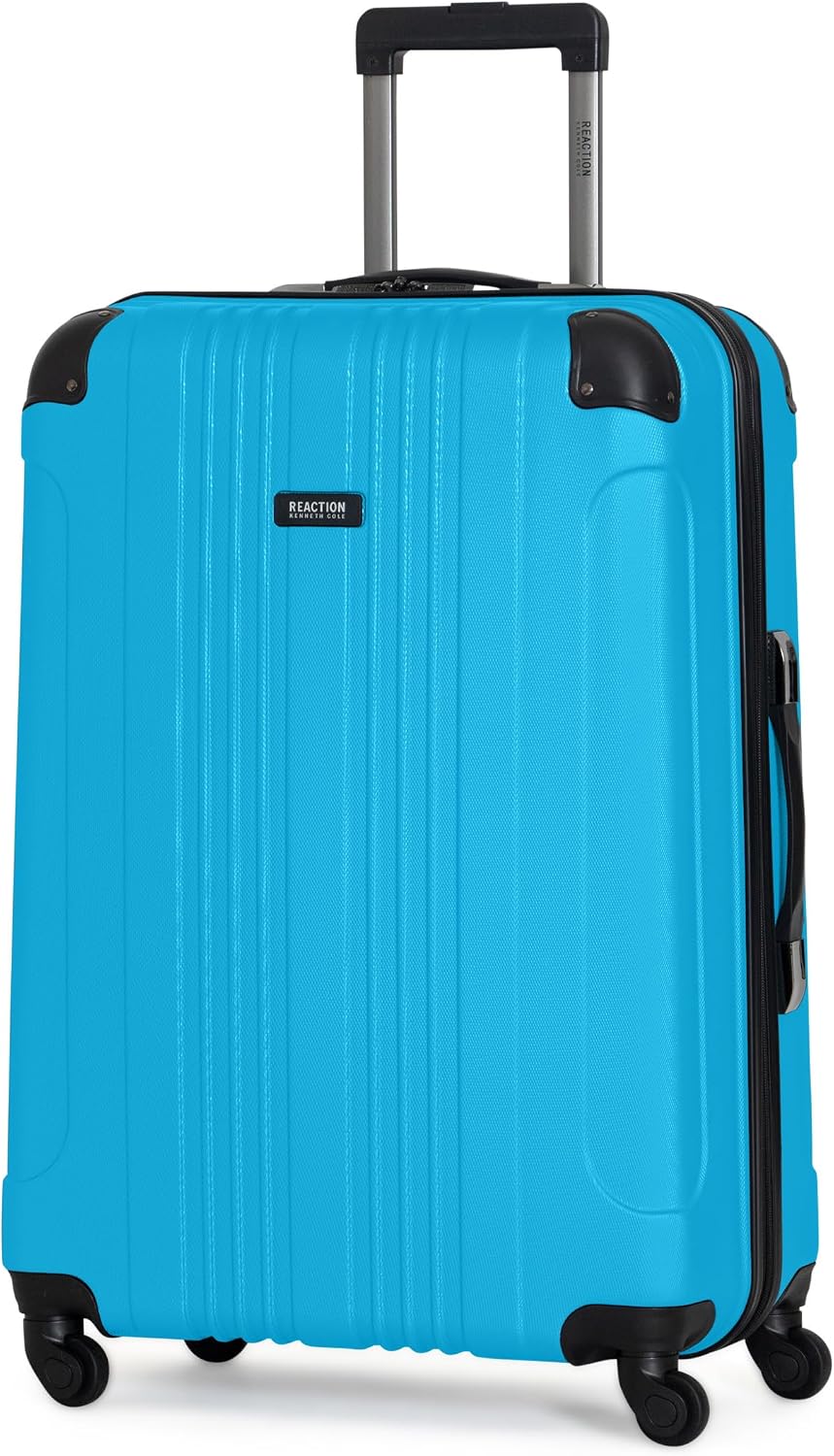 Kenneth Cole REACTION Out of Bounds Lightweight Hardshell 4-Wheel Spinner Luggage, Charcoal, 24-Inch Checked