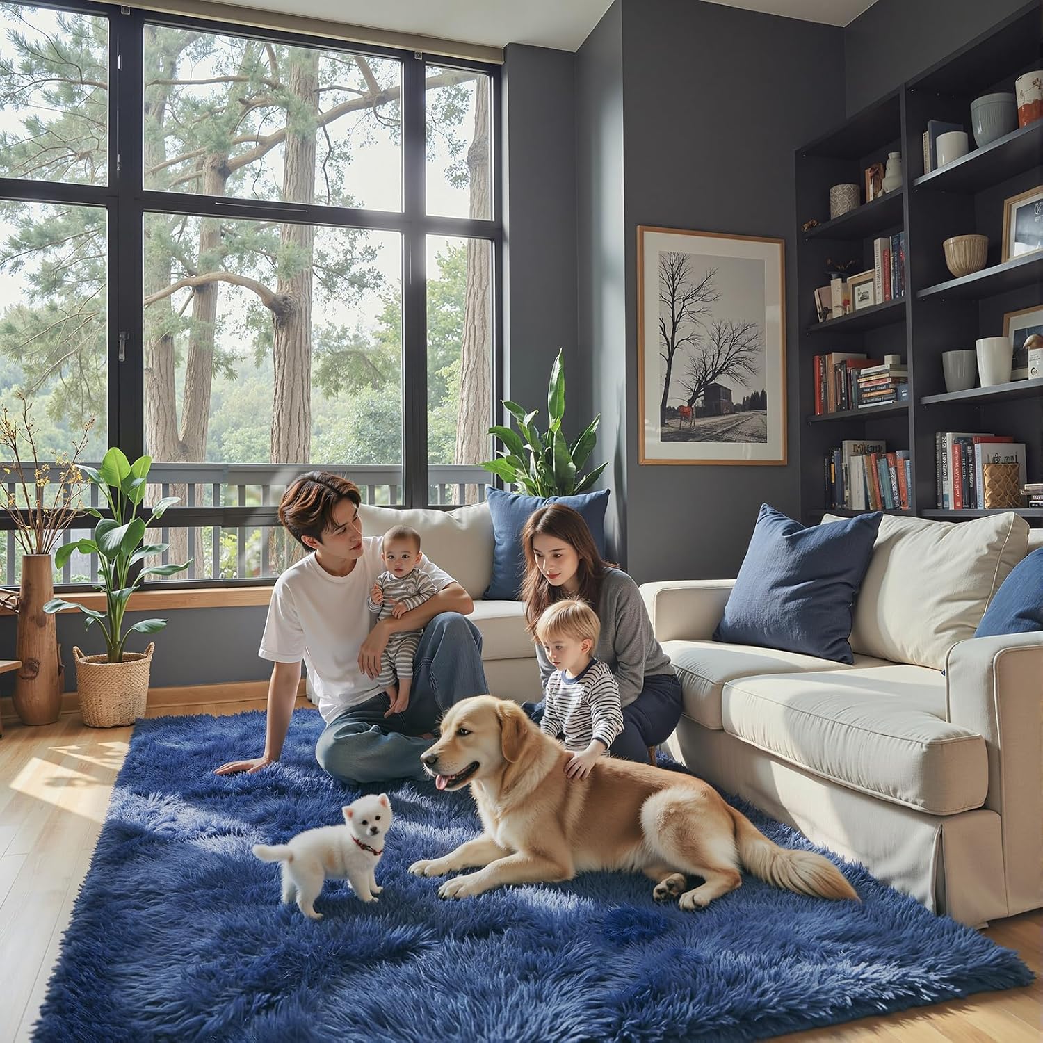 junhejiamei Area Rugs 9x12 Living Room, Large Area Rug Shaggy Carpet Soft Plush Furry Bedside Rug