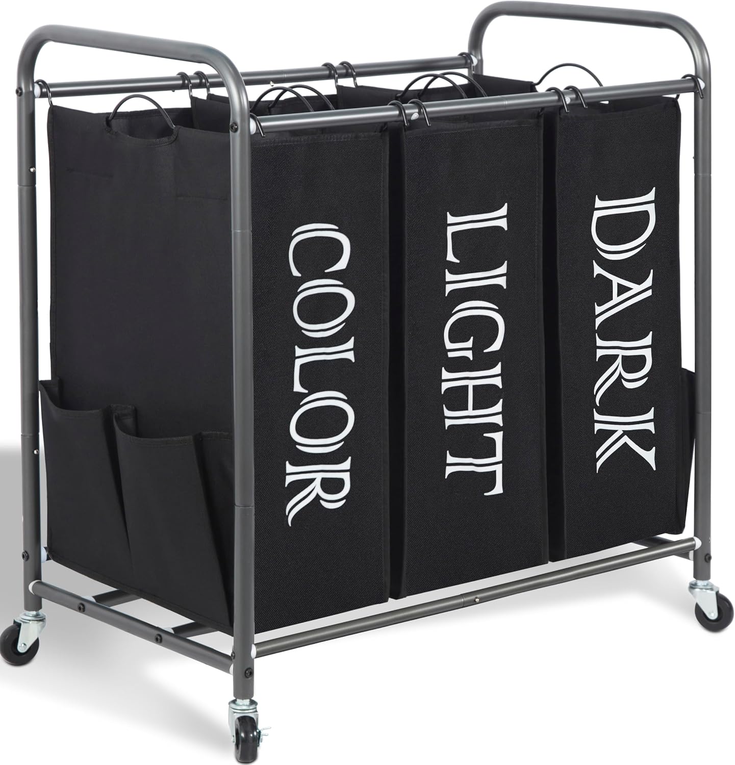 STORAGE MANIAC Laundry Sorter 4 Section, 47.5 Gal (180 L) Laundry Hamper with Wheels, Clothes Divider Basket Sorter