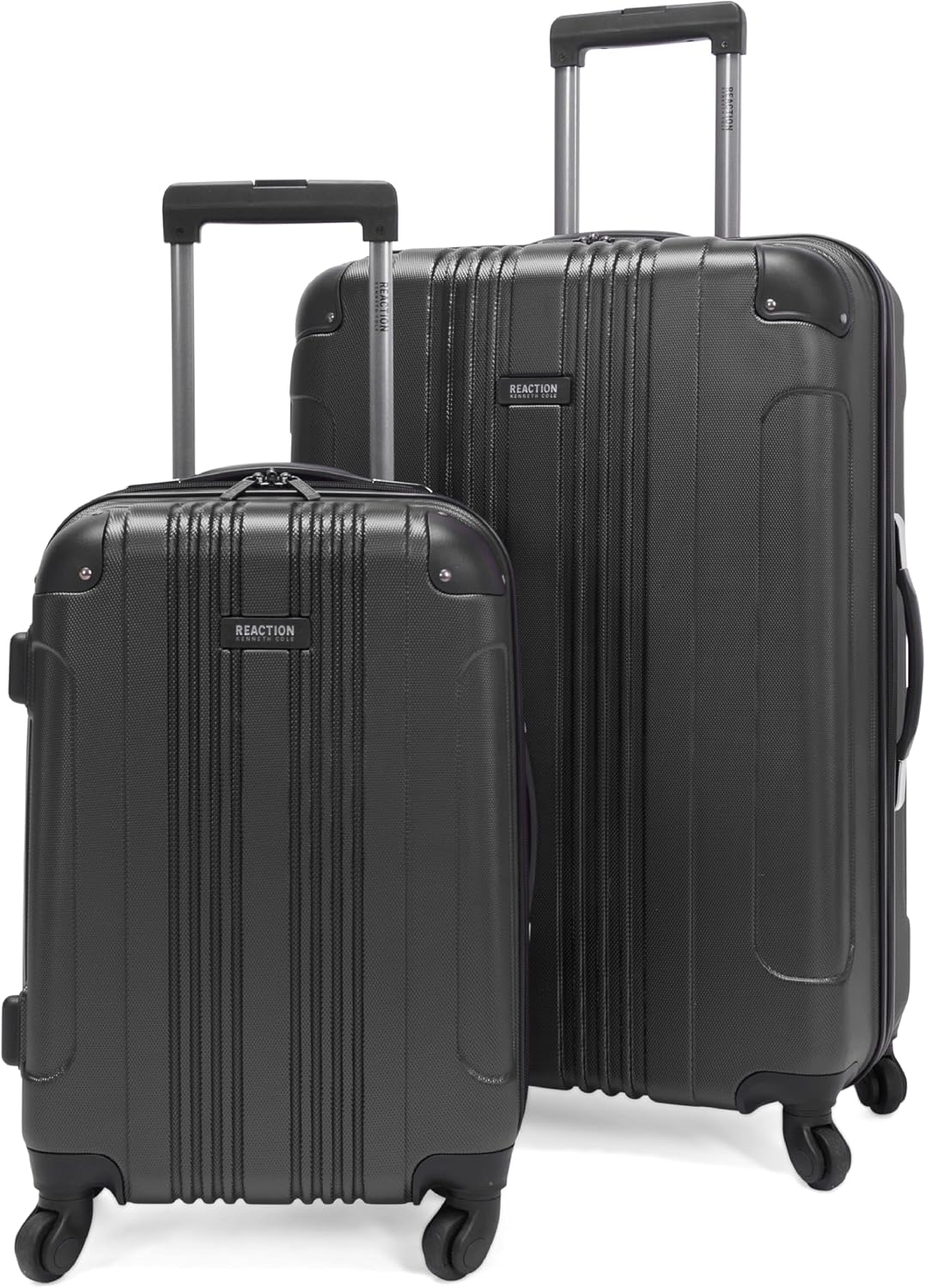 Kenneth Cole REACTION Out of Bounds Lightweight Hardshell 4-Wheel Spinner Luggage, Charcoal, 24-Inch Checked