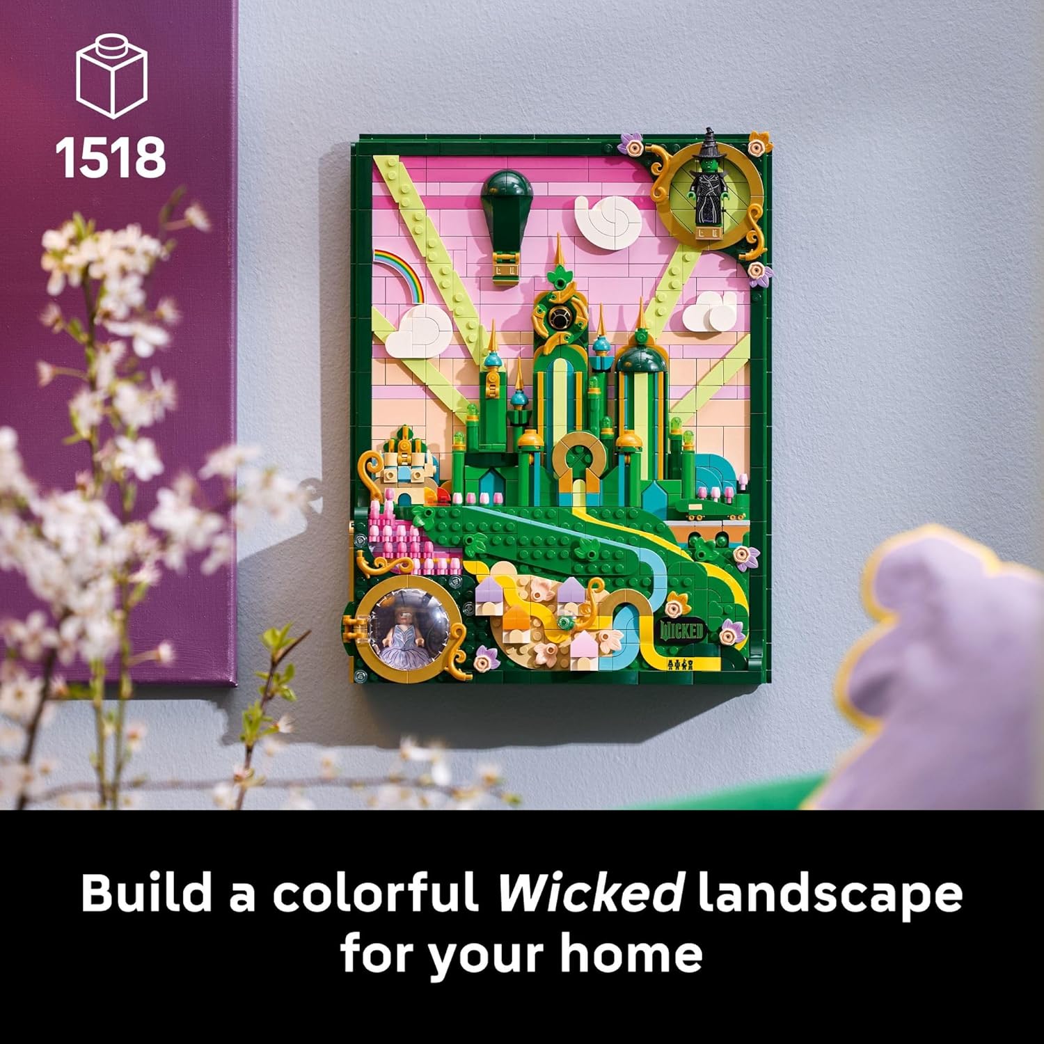 LEGO Wicked Emerald City Wall Art Building Set for Adults - Wall Decor for Living Room, Bedroom
