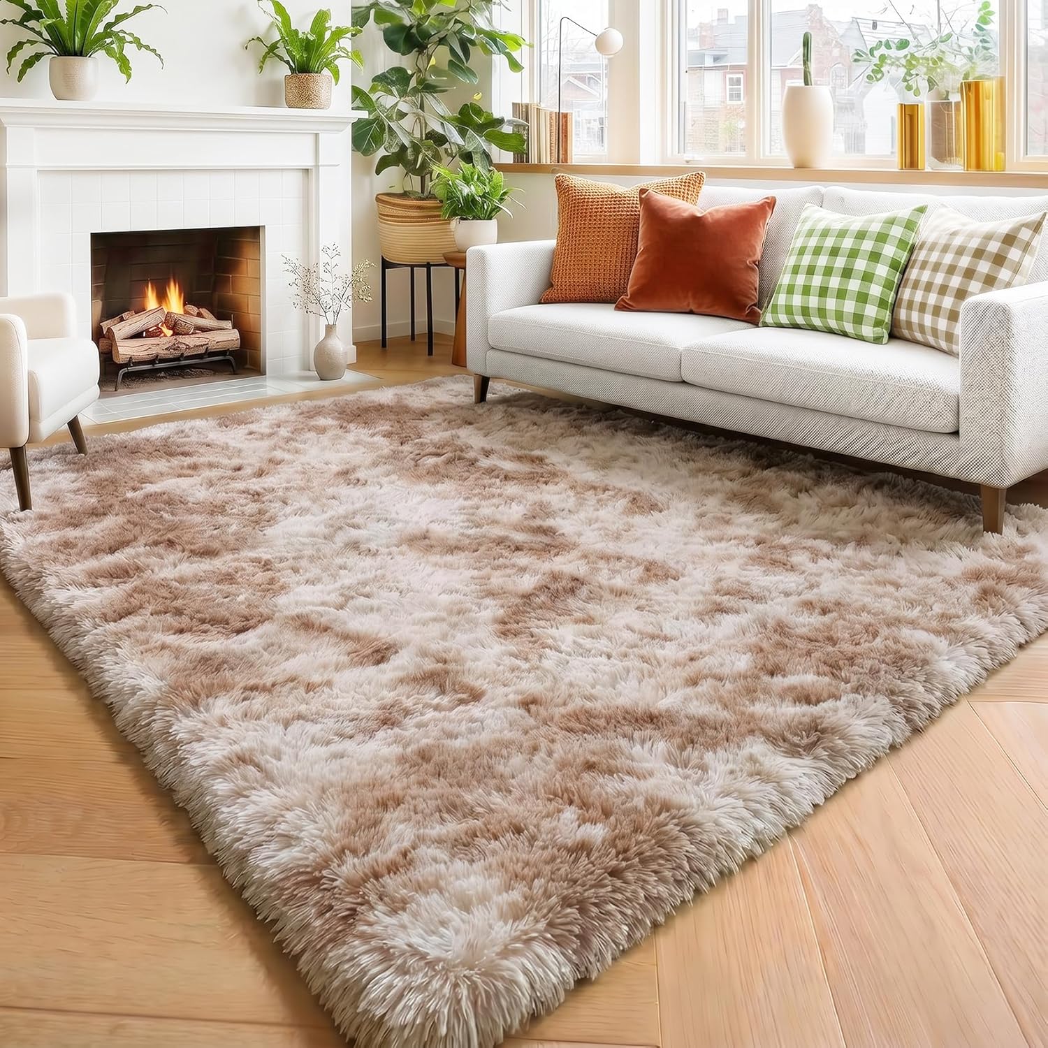 Amdrebio Grass Green Rugs for Living Room Bedroom Decor Aesthetic, 9x12 Large Fluffy Shag Area Rug for Kids Room Baby Nursery Teen Girls Boys