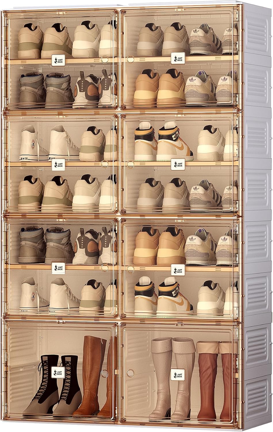 ANTBOX Portable Shoe Rack Organizer for Closet Entryway, Stackable Sneaker Storage Shoe Cabinet with Magnetic Clear Door, 10 Tiers 40 Pairs