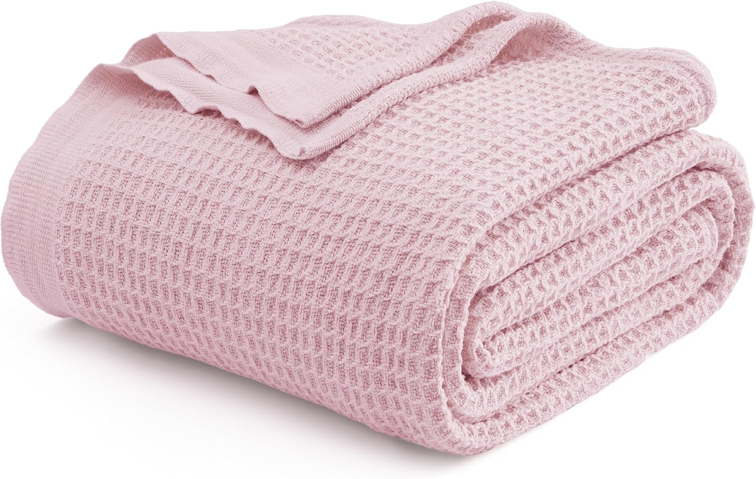 Bedsure 100% Cotton Blanket King Size for Bed - Cooling Breathable and Soft for Summer, Thick Cozy Waffle Weave Blanket Gifts for Women, White
