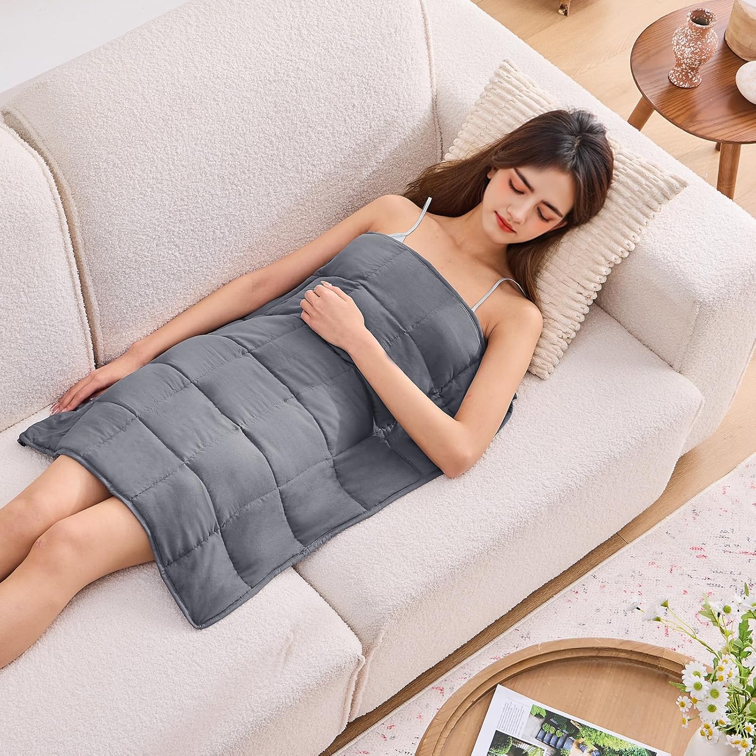BETU Weighted Blanket for Adults 15lbs, 48"x72", Twin Full Size Cooling Heavy Throw Blanket for 140-160lbs