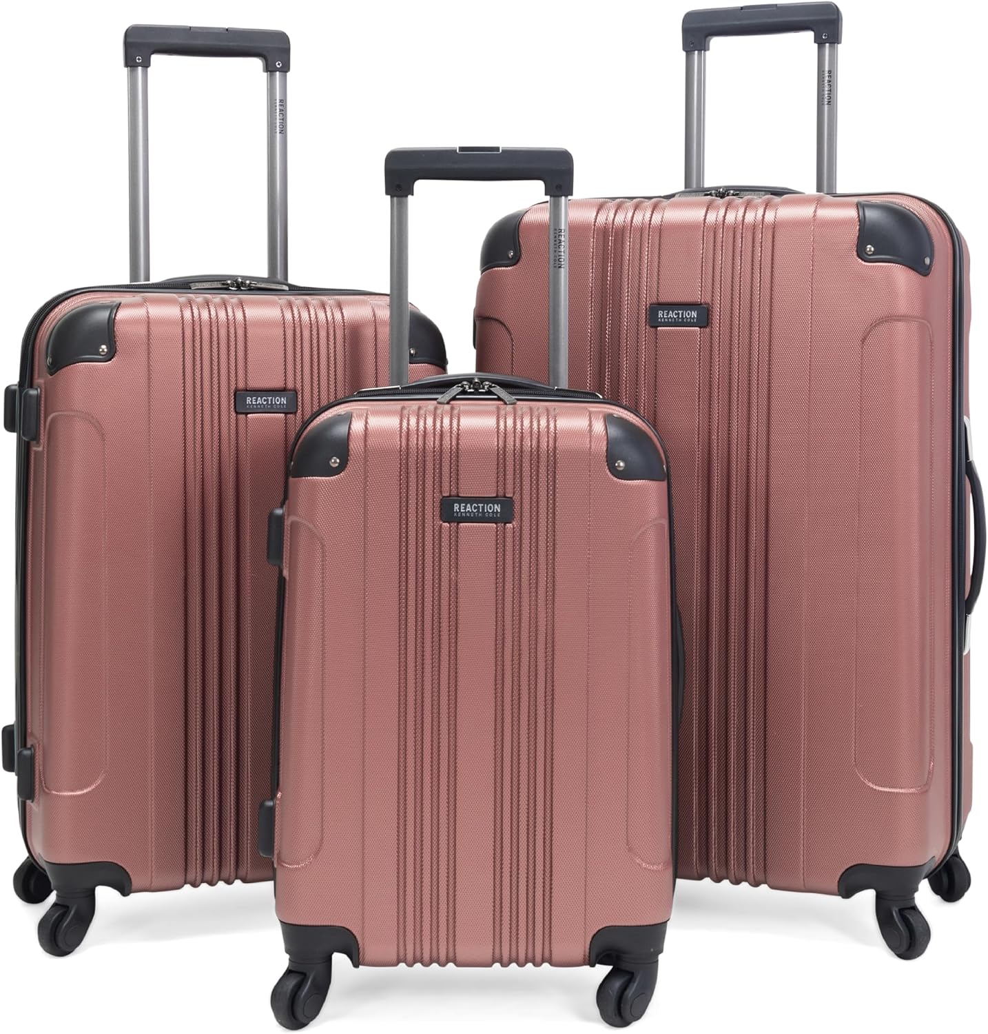 Kenneth Cole REACTION Out of Bounds Lightweight Hardshell 4-Wheel Spinner Luggage, Charcoal, 24-Inch Checked