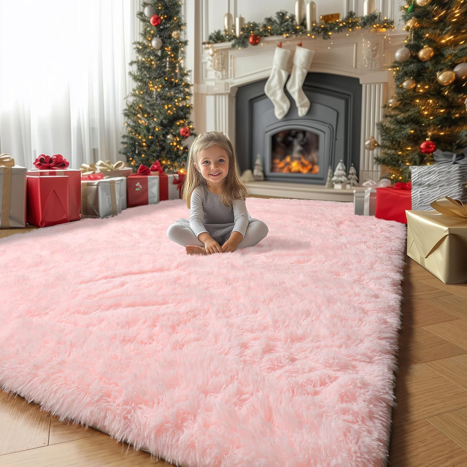 Amdrebio Grass Green Rugs for Living Room Bedroom Decor Aesthetic, 9x12 Large Fluffy Shag Area Rug for Kids Room Baby Nursery Teen Girls Boys