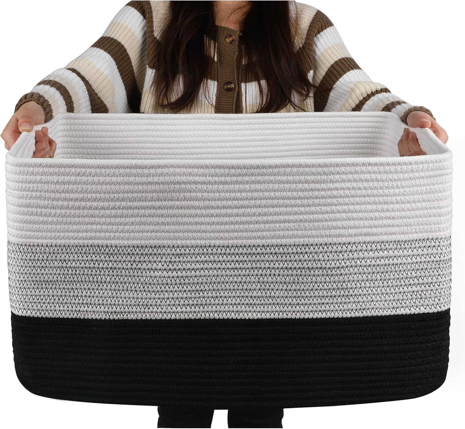 OIAHOMY Large Blanket Basket, 22"x17"x12" Laundry Baskets, Nursery Blanket Storage Living Room, Toy Storage With Handle