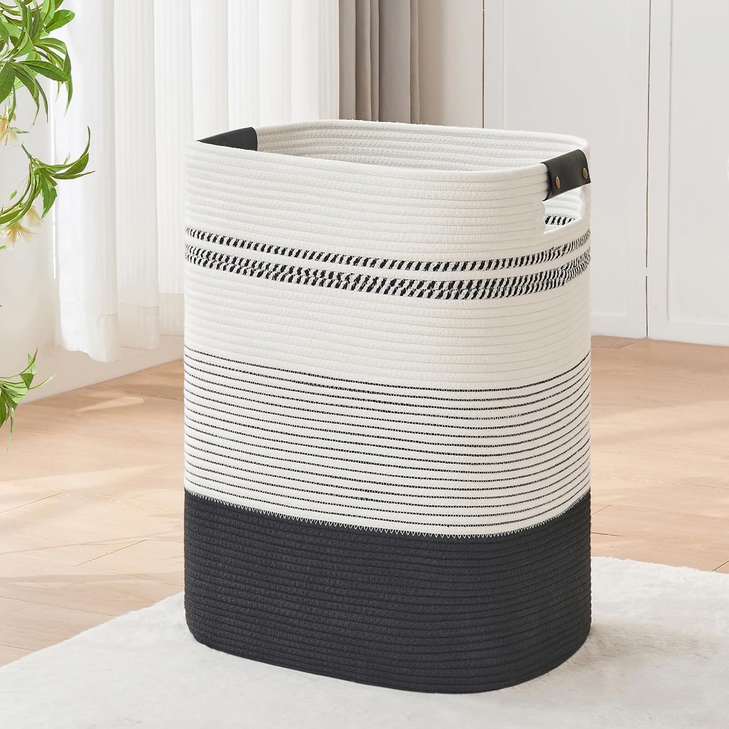 AINUOQI Large Laundry Hamper Basket, 85L Cotton Rope Woven Storage Bin for Blankets, Dirty Clothes Toys