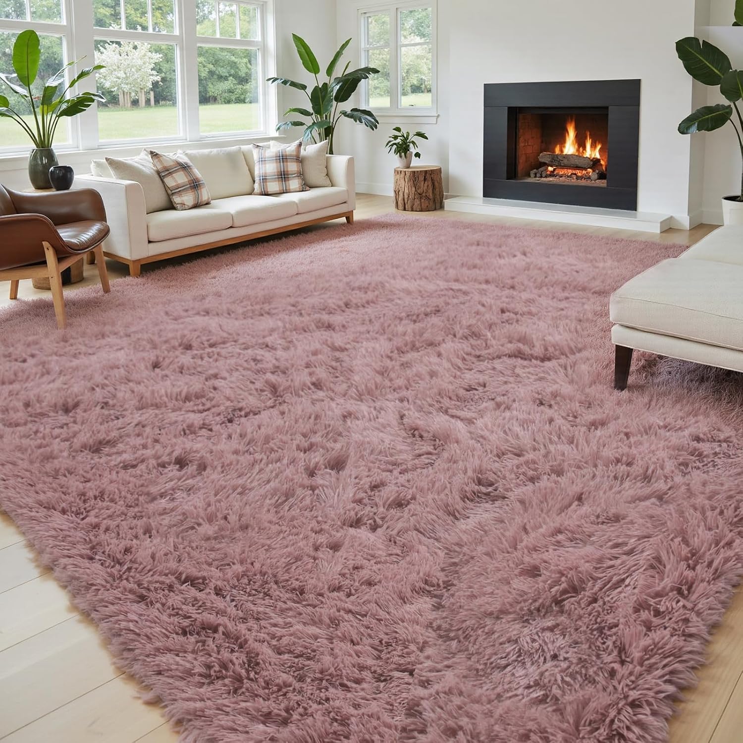 junhejiamei Area Rugs 9x12 Living Room, Large Area Rug Shaggy Carpet Soft Plush Furry Bedside Rug