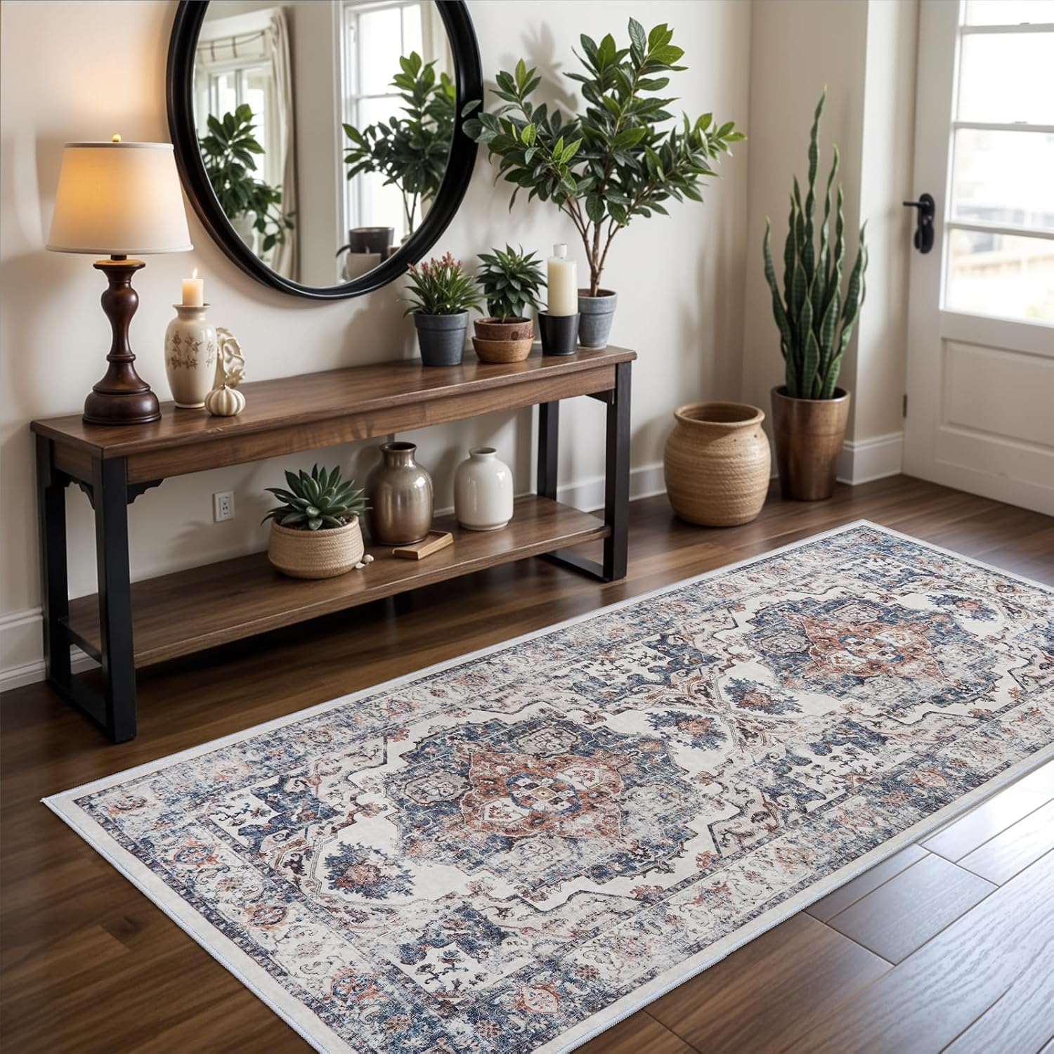 HY HAO YUN LAI Washable Large 9x12 Area Rug: Living Room Oriental Non Slip Soft Rugs Indoor Low Pile Stain Resistant Carpet for Bedroom Dining Room