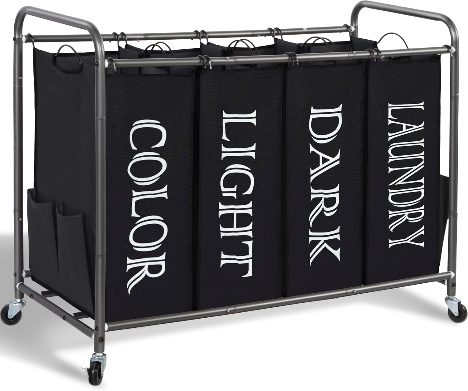 STORAGE MANIAC Laundry Sorter 4 Section, 47.5 Gal (180 L) Laundry Hamper with Wheels, Clothes Divider Basket Sorter
