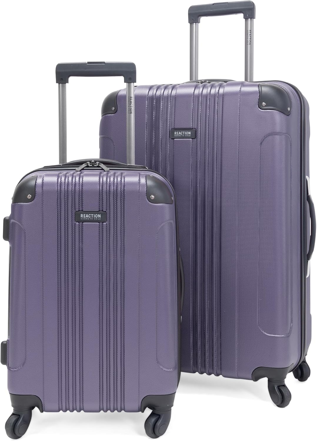 Kenneth Cole REACTION Out of Bounds Lightweight Hardshell 4-Wheel Spinner Luggage, Charcoal, 24-Inch Checked